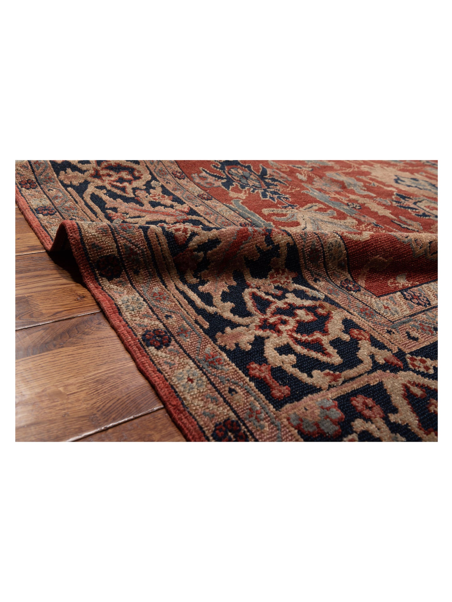 Turkish Elvan 76015 Red Navy 8.11x14.5 Hand Knotted Rug