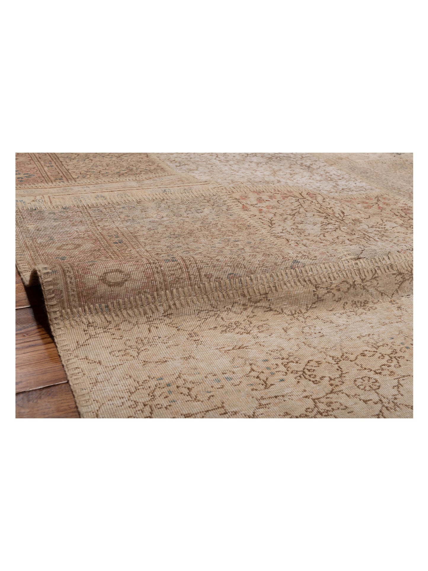 Turkish Vestige Patchwork 147815 Beige Beige 8.1x10 Hand Knotted Rug