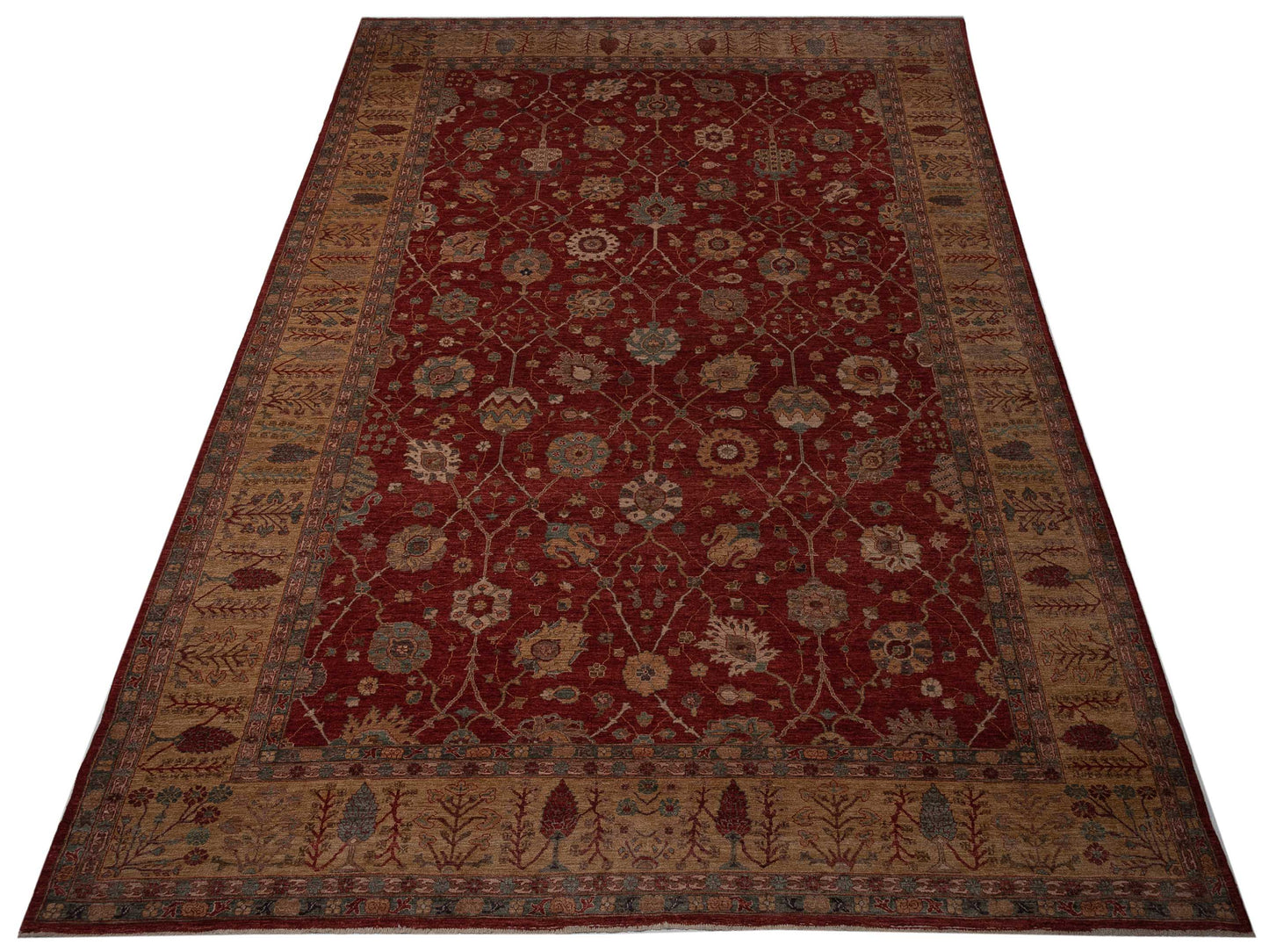 Elvan Turku Red Gold 12.1x17.6 Hand Knotted Rug