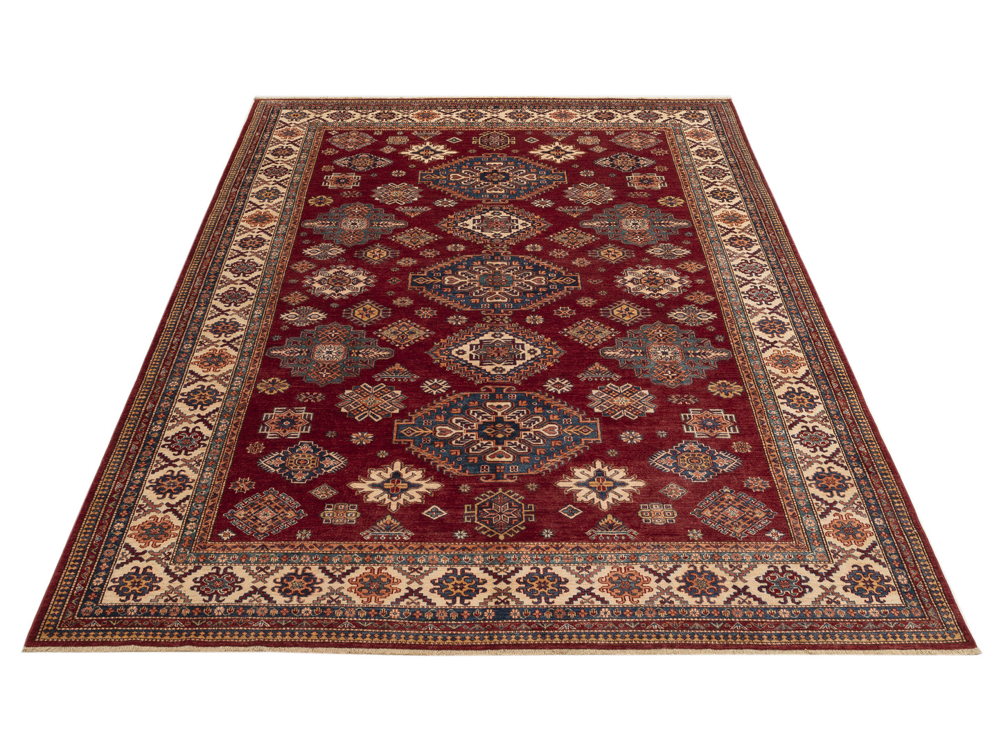 Kazak 152855 Red Ivory 9x12.1 Hand Knotted Rug