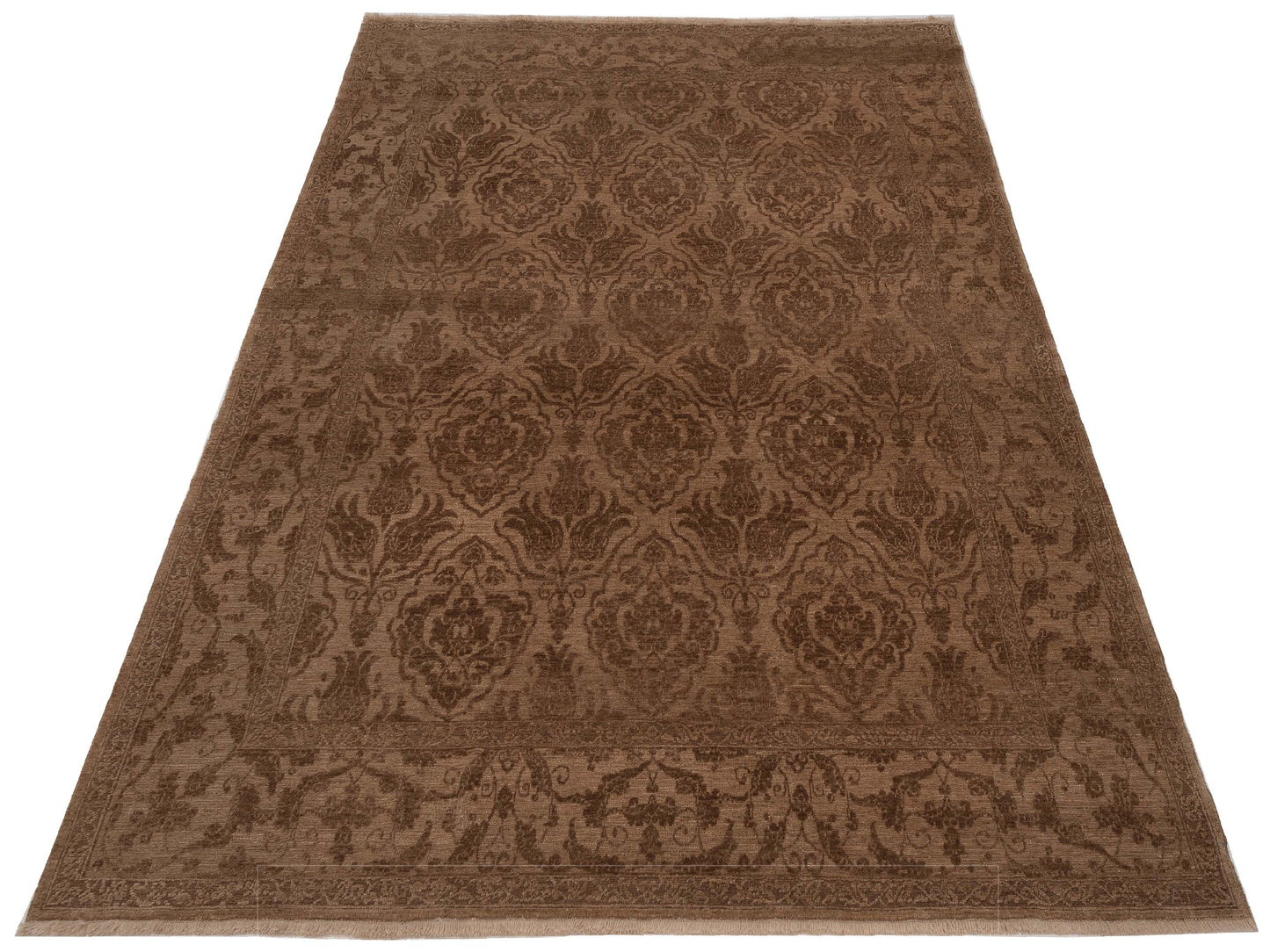 Defne Tulip Brown Dark Brown 8.3x9.1 Hand Knotted Rug