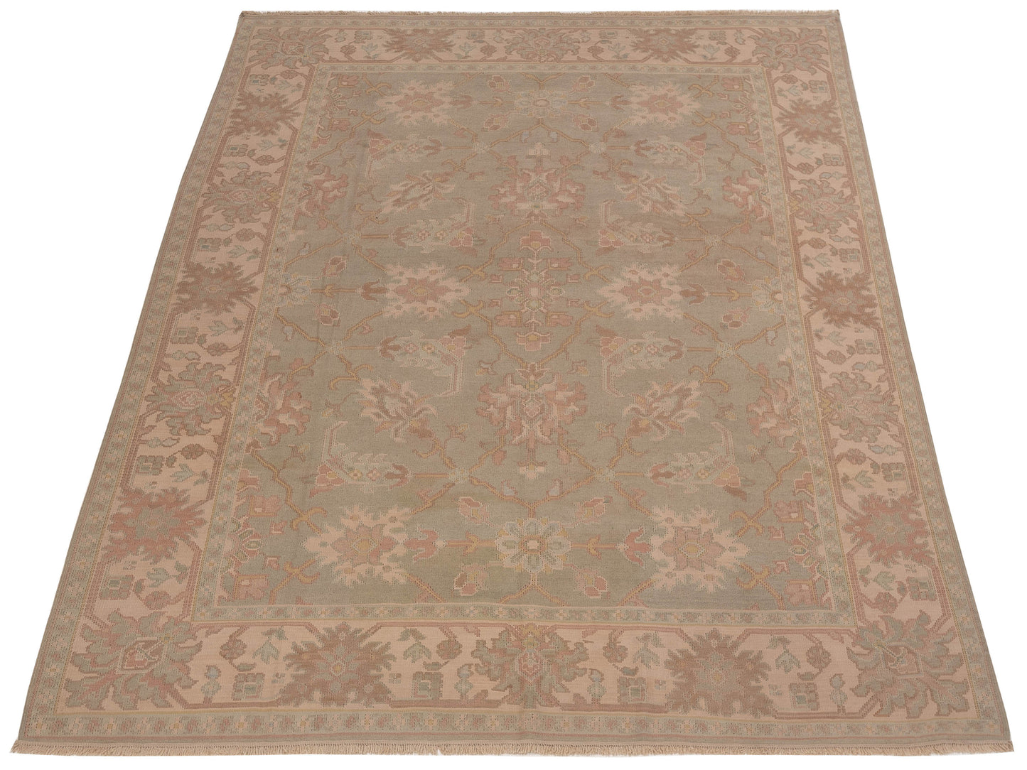 Transilvanian Kilim 69977 Silver Ivory 9.1x11.8 Hand Woven Rug