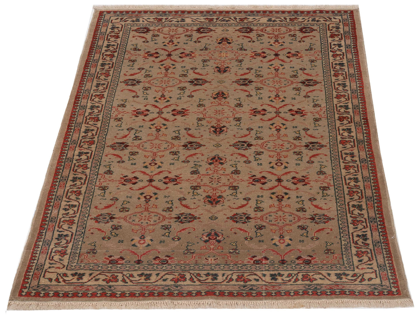 Antique Loom 117155 Beige Ivory 4x6 Hand Knotted Rug