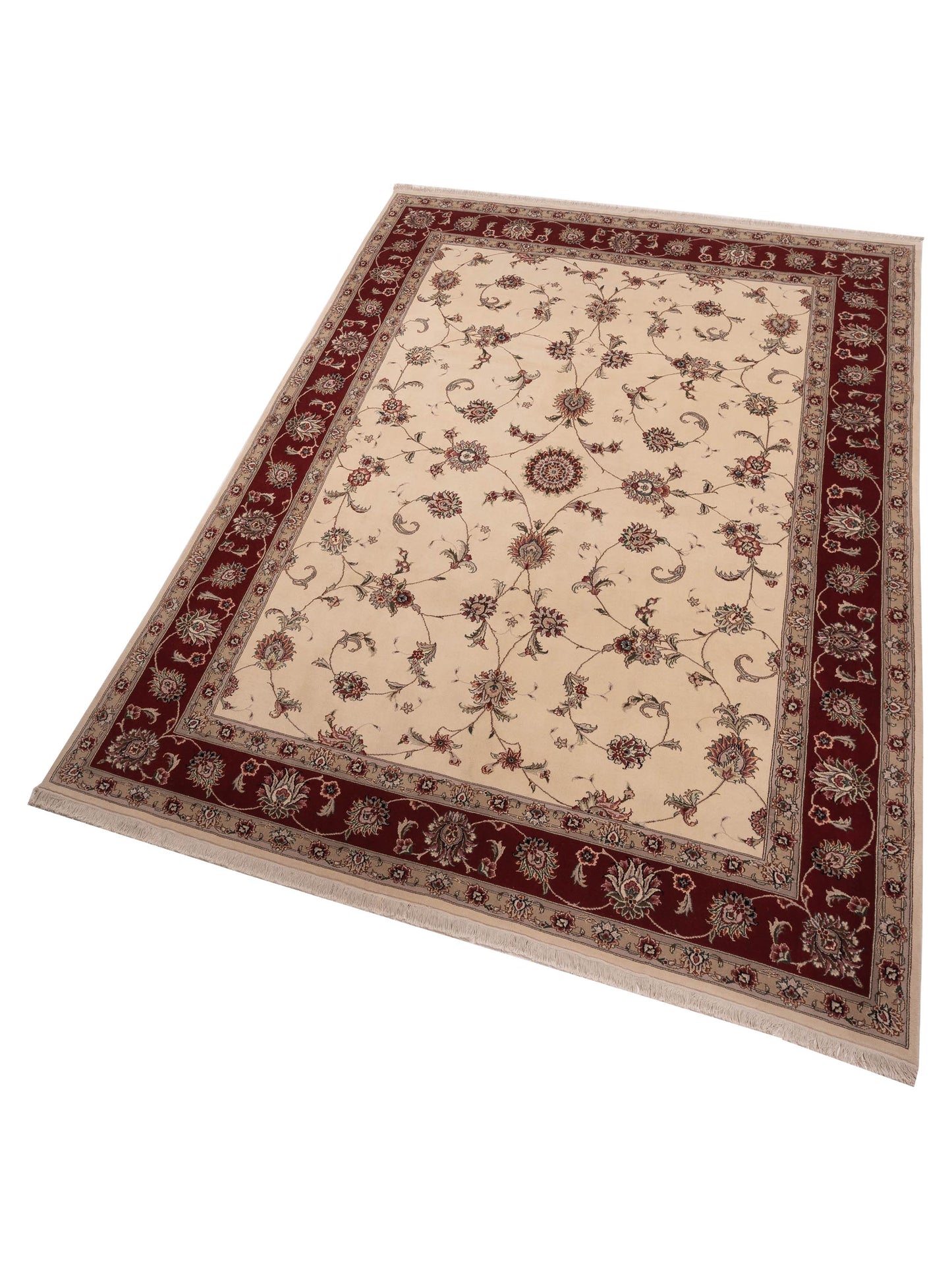 Magnolia 121071 Ivory Red 9.1x12.3 Hand Knotted Rug