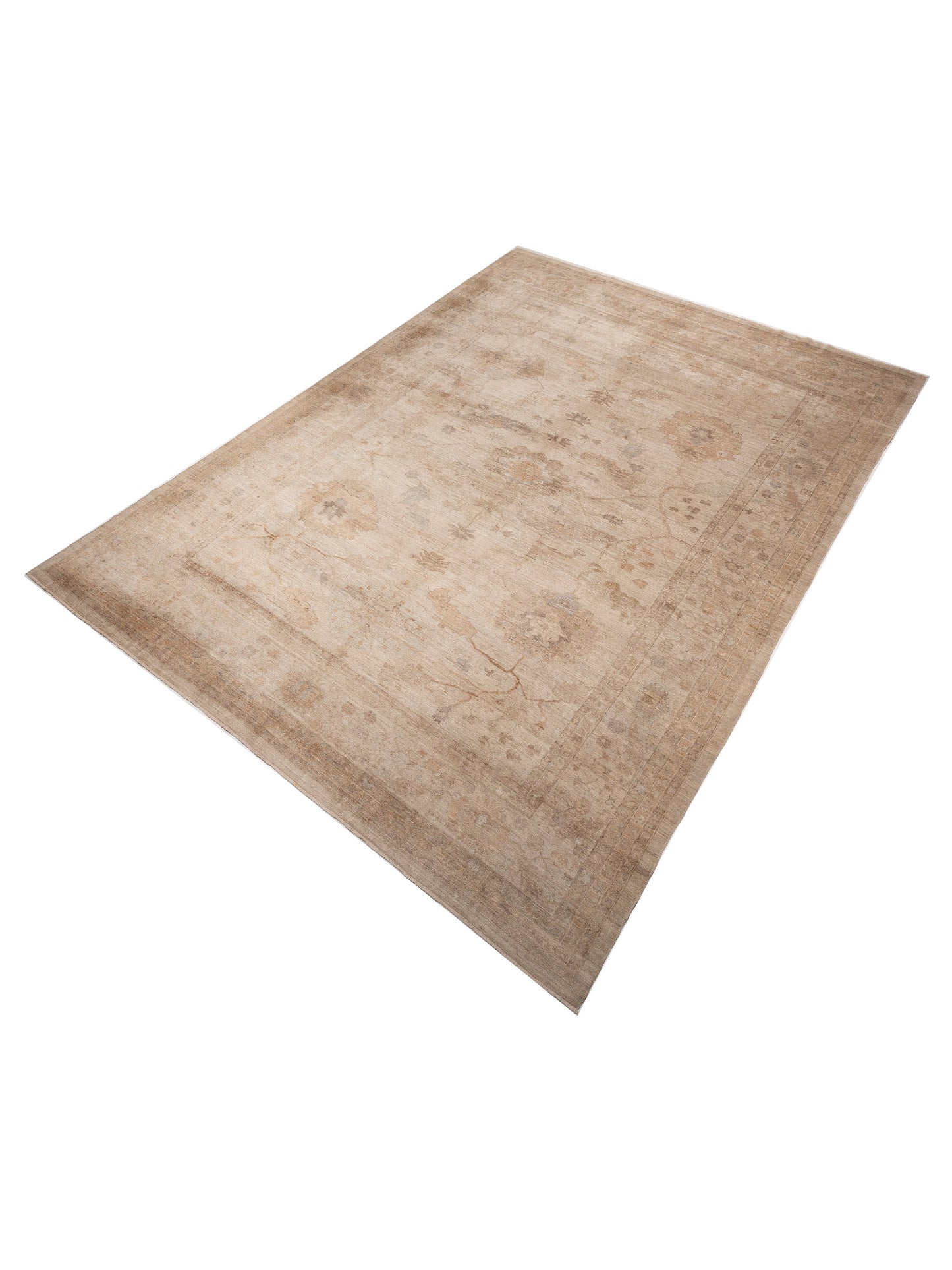 Angora Oushak 128330 Beige Beige 15.5x21 Hand Knotted Rug