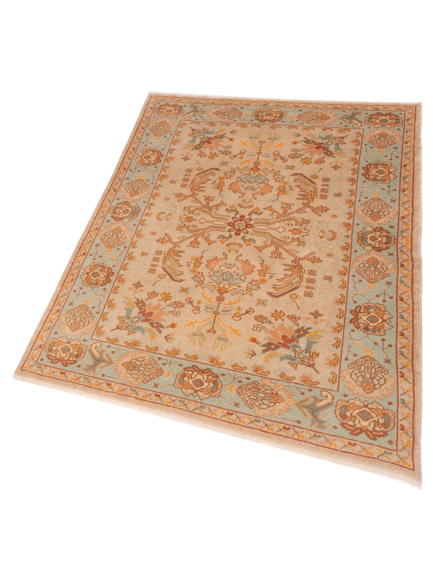 Anadol Oushak 145113 Beige Blue 5.3x7 Hand Knotted Rug