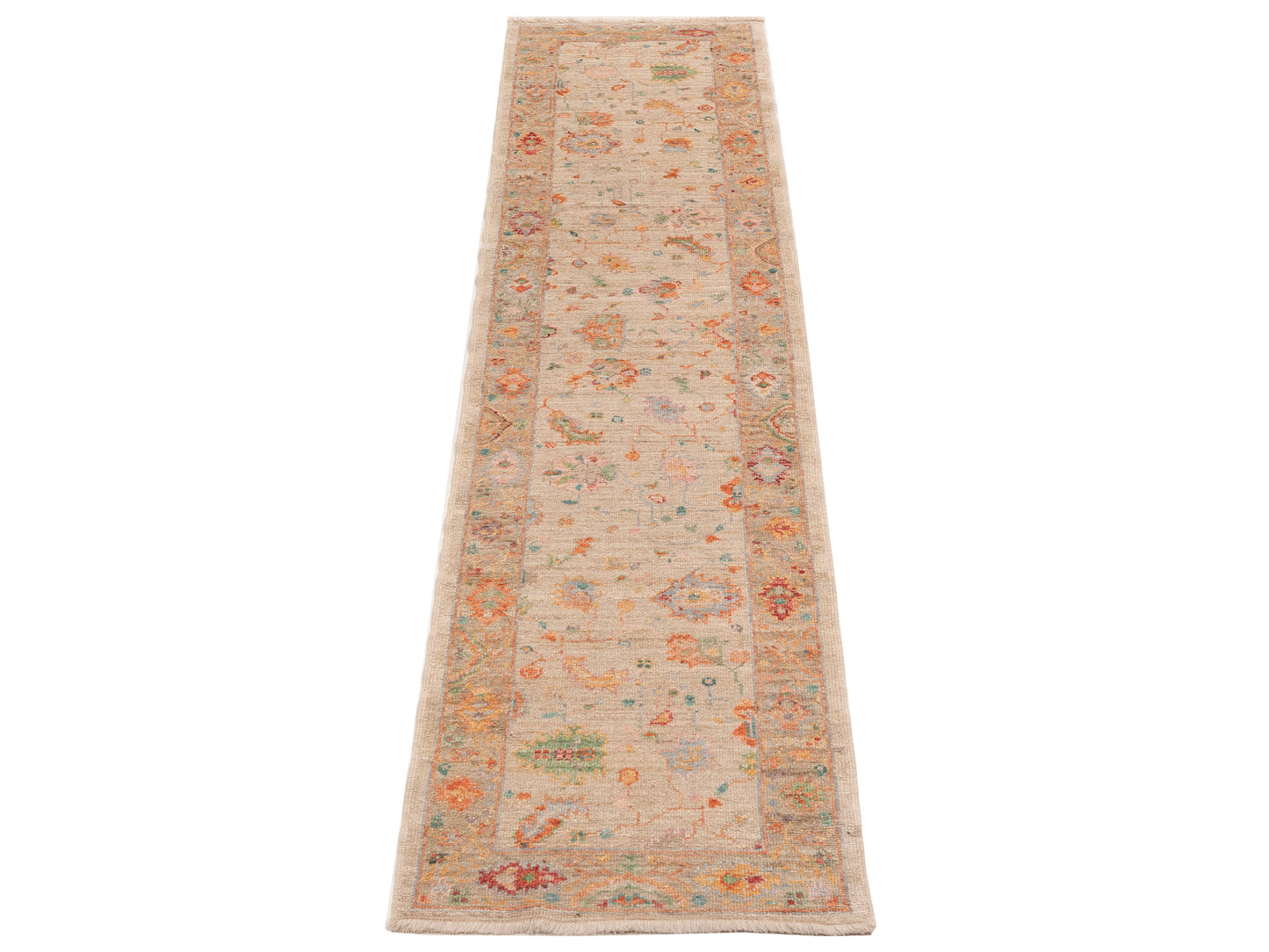 Angora Oushak 145770 Ivory Silver 2.6x11.4 Hand Knotted Rug