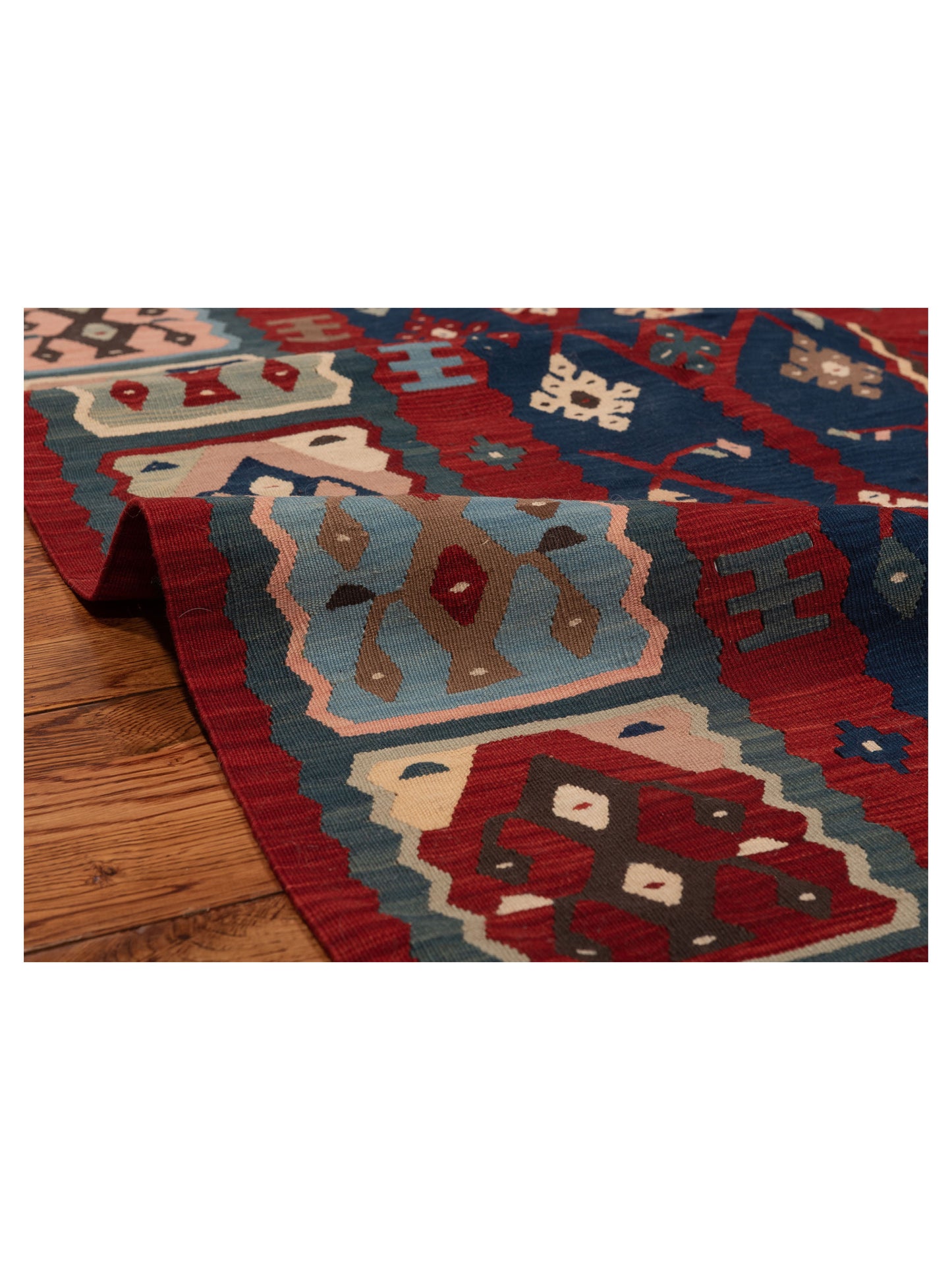 Transilvanian Kilim 67351 Navy Red 6.11x7.1 Hand Woven Rug