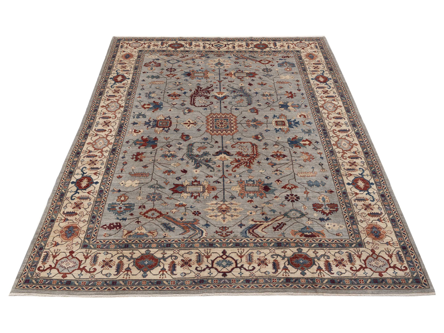 Sultan 153768 Silver Ivory 8.11x11.9 Hand Knotted Rug