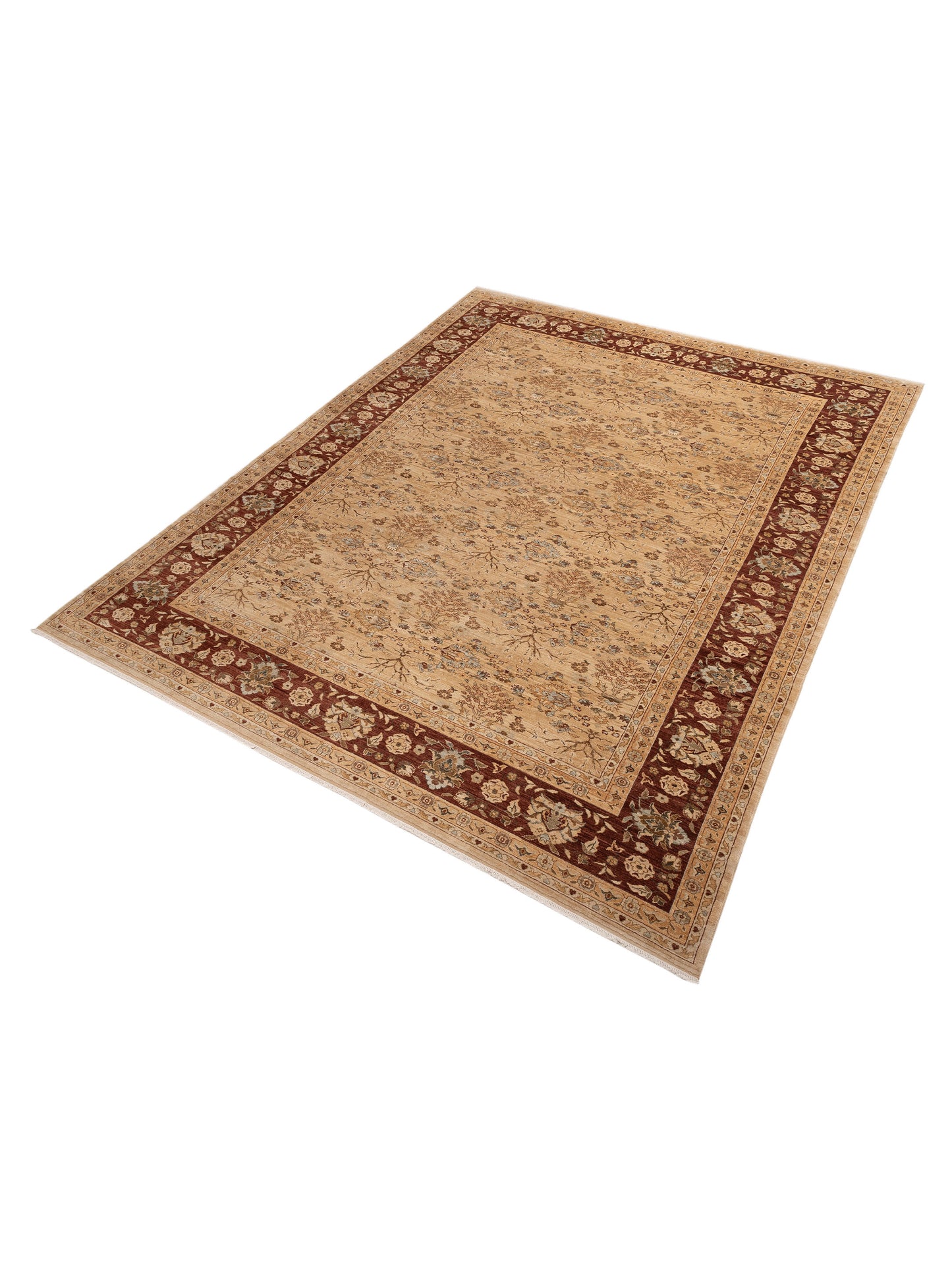 Narin Aksu Gold Burgundy 11.10x14.8 Hand Knotted Rug