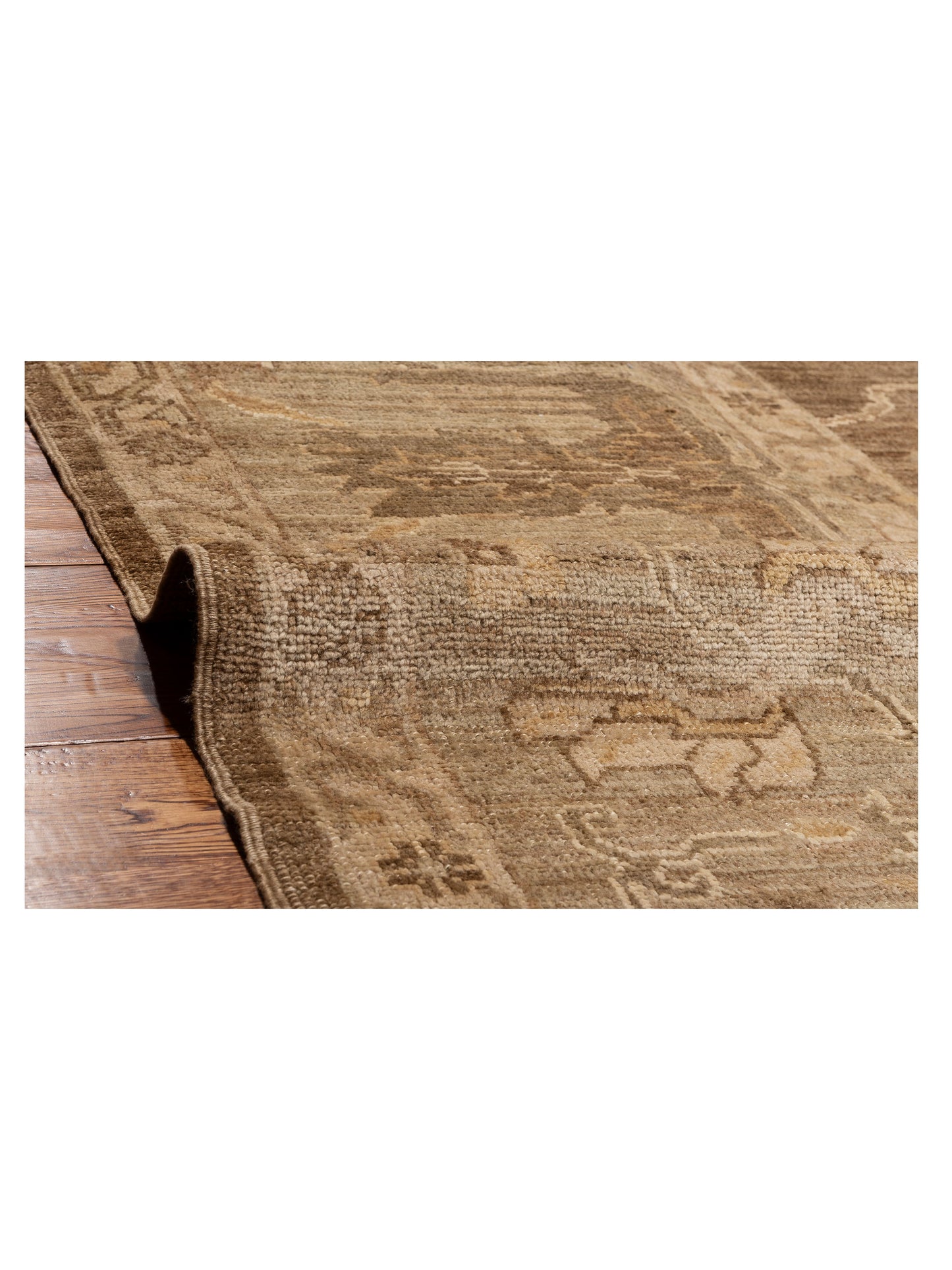 Angora Oushak 130284 Brown Green 14.4x17.11 Hand Knotted Rug
