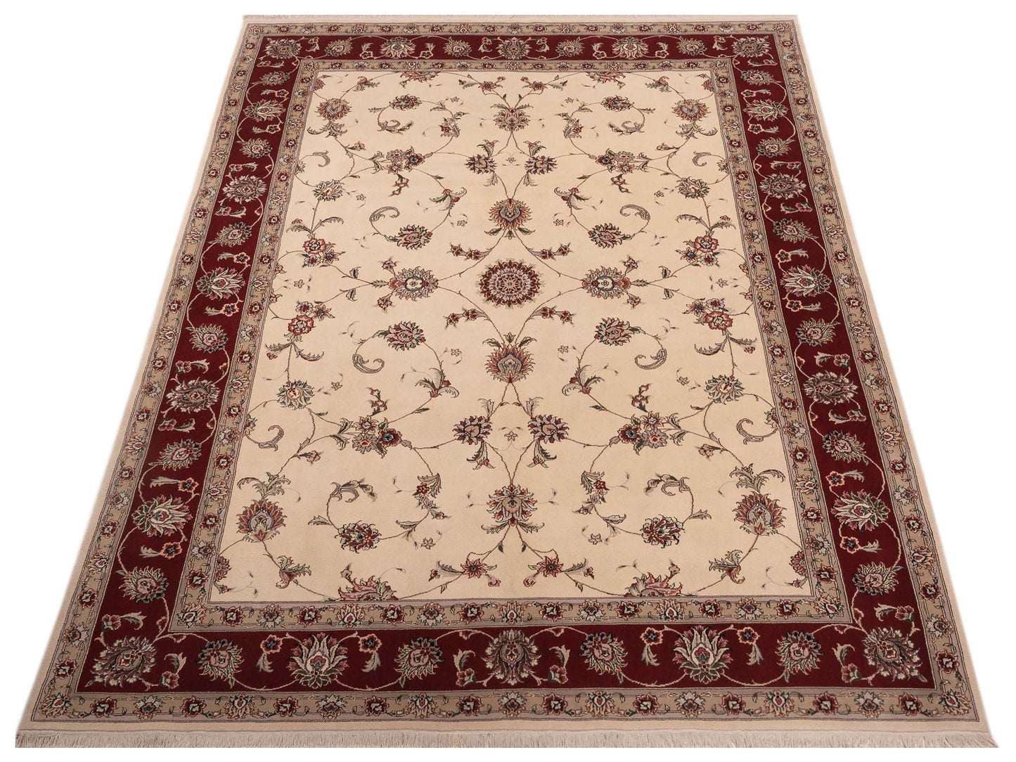 Magnolia 121071 Ivory Red 9.1x12.3 Hand Knotted Rug