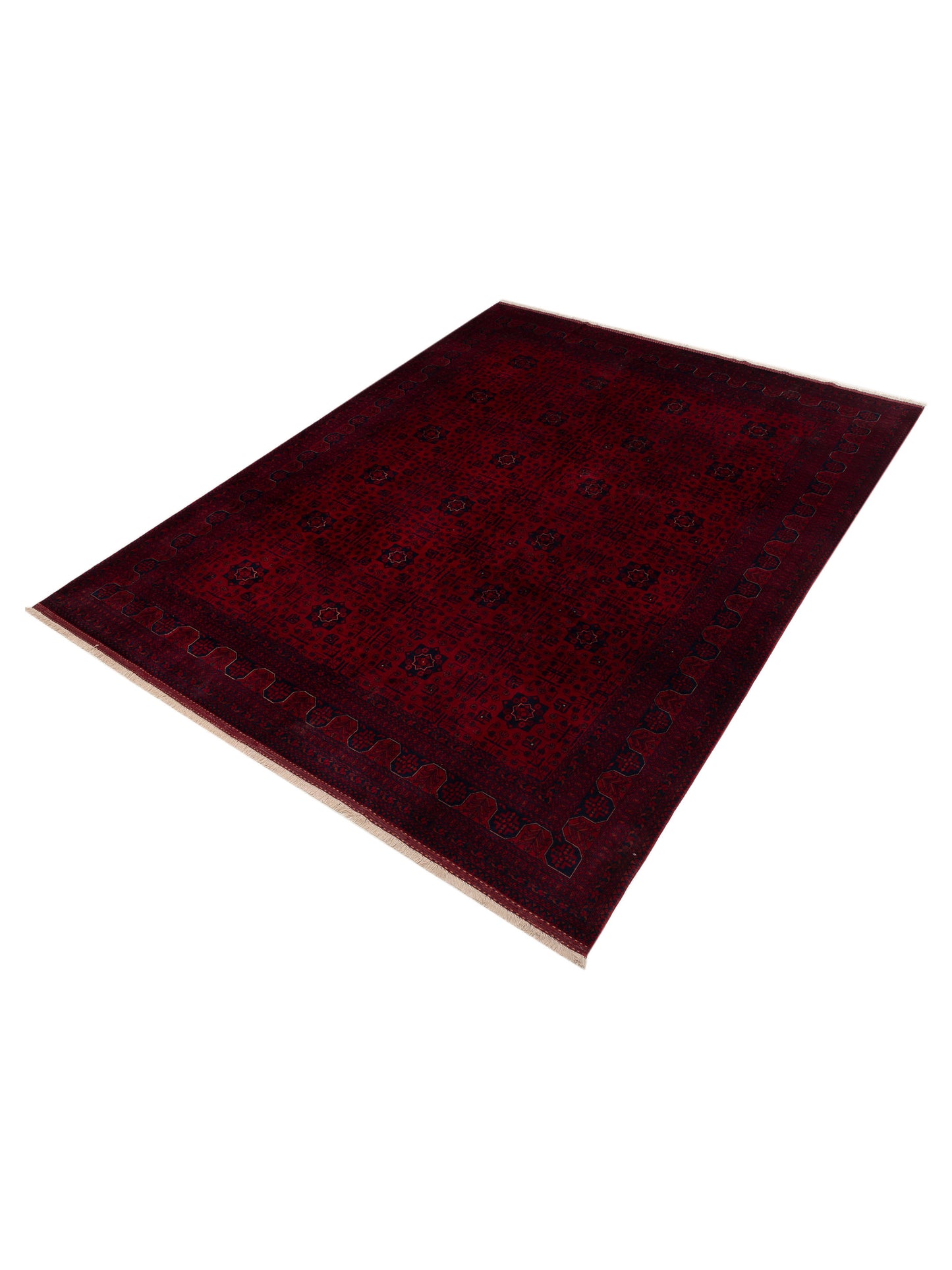 Afghan Belcik 152050 Red Navy 9.1x12.1 Hand Knotted Rug