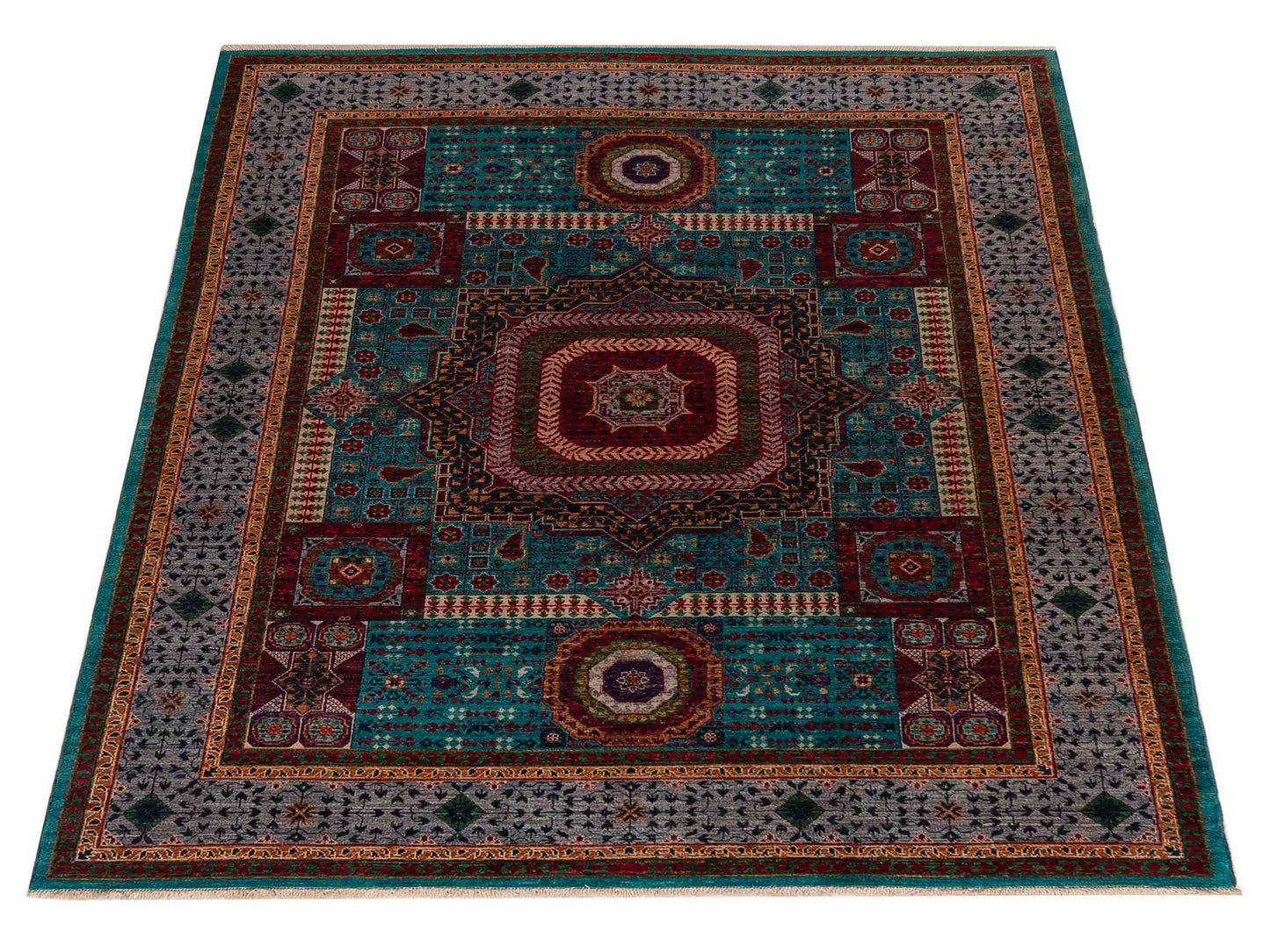 Artisan Mamluk 154632 Blue Gray 5.4x7.1 Hand Knotted Rug