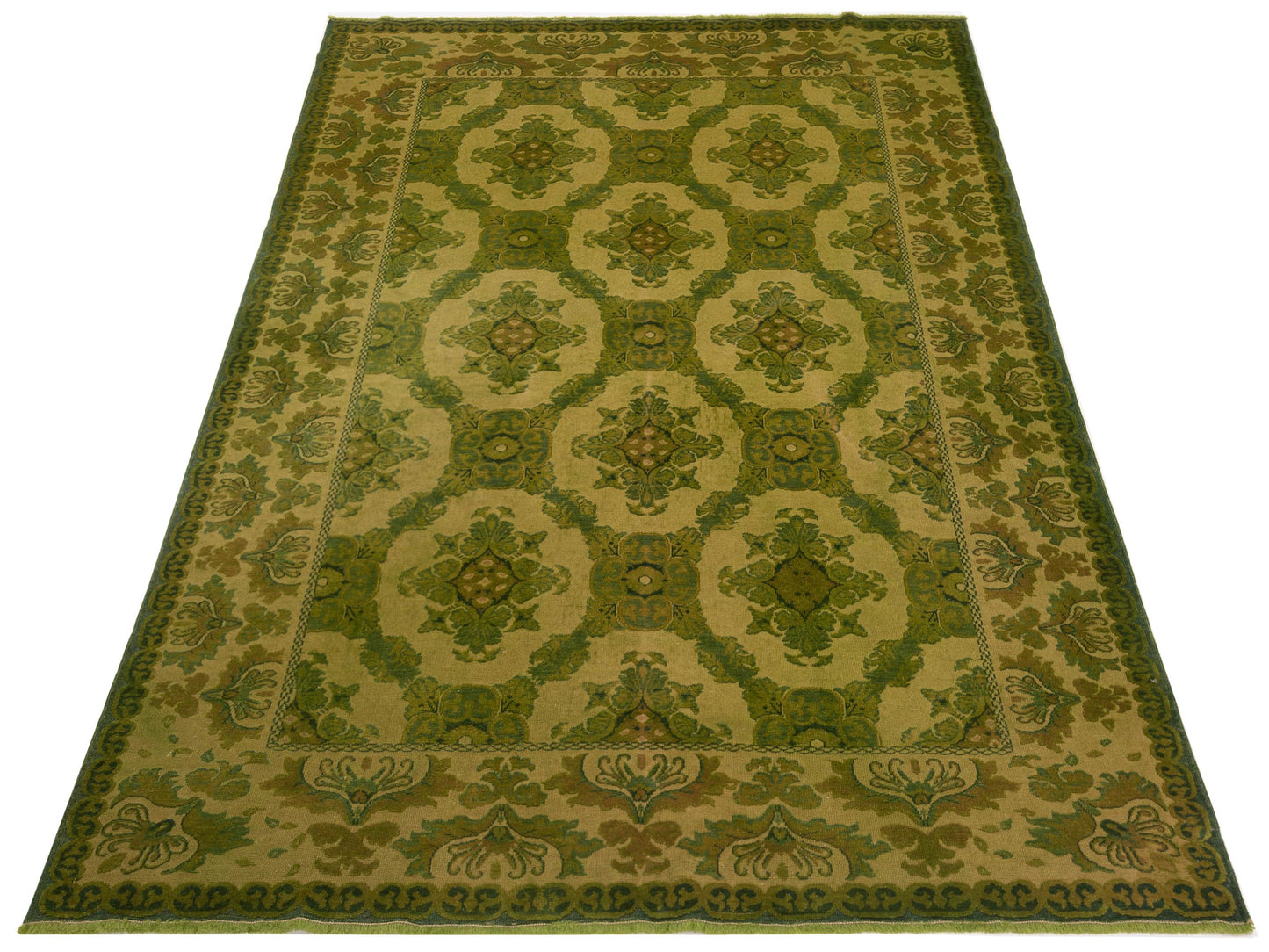 Vintage 106711 Green 6.9x9.2 Hand Knotted Rug