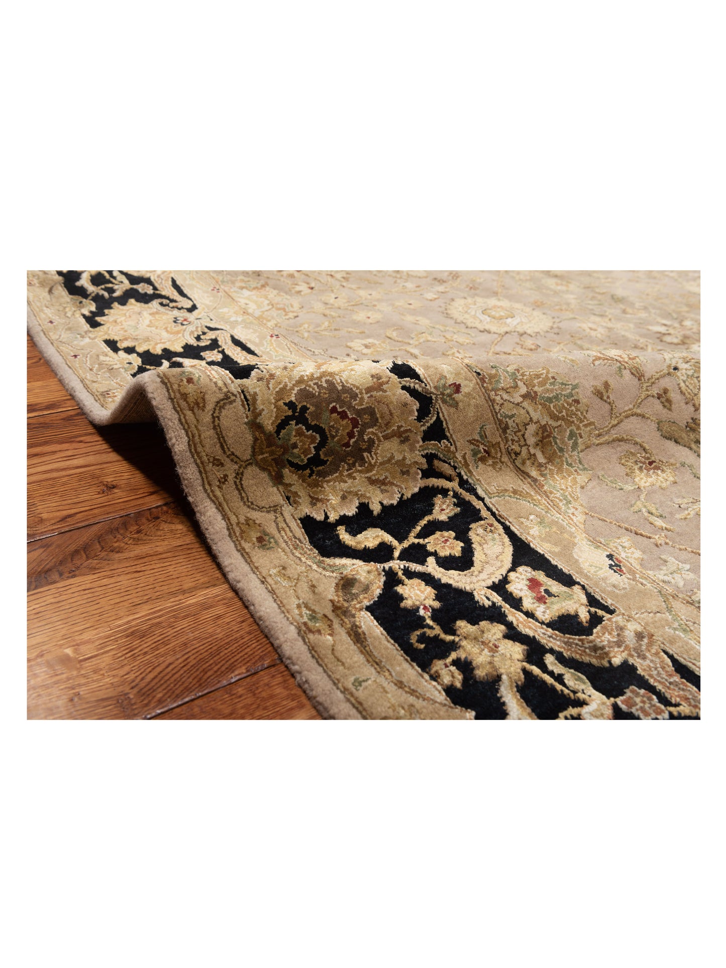 Imperial Silk 122497 Beige Black 6x9.5 Hand Knotted Rug