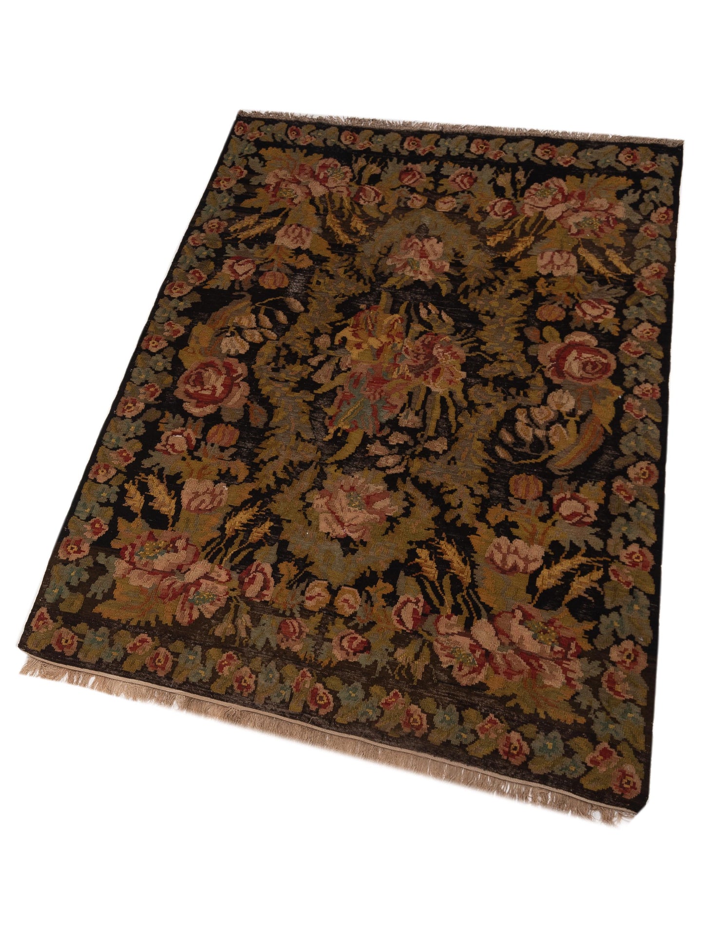 Old Basserabian Kilim 80434 Black 6.5x9.8 Hand Woven Rug