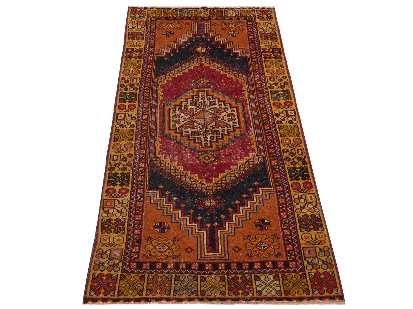 Old Anatolian 148553 Red Gold 3.8x7.3 Hand Knotted Rug