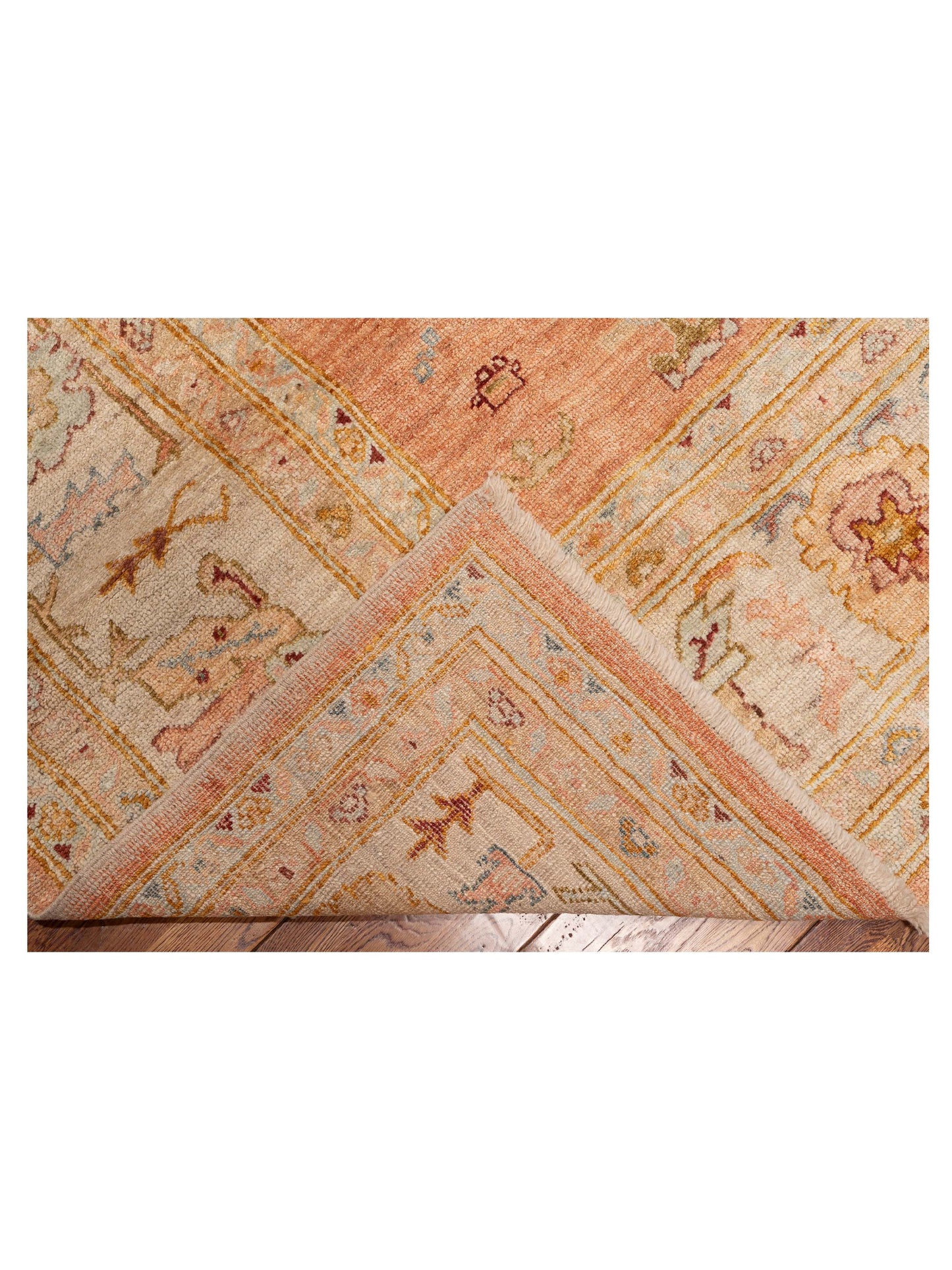 Angora Oushak 147097 Pink Ivory 12x17.4 Hand Knotted Rug