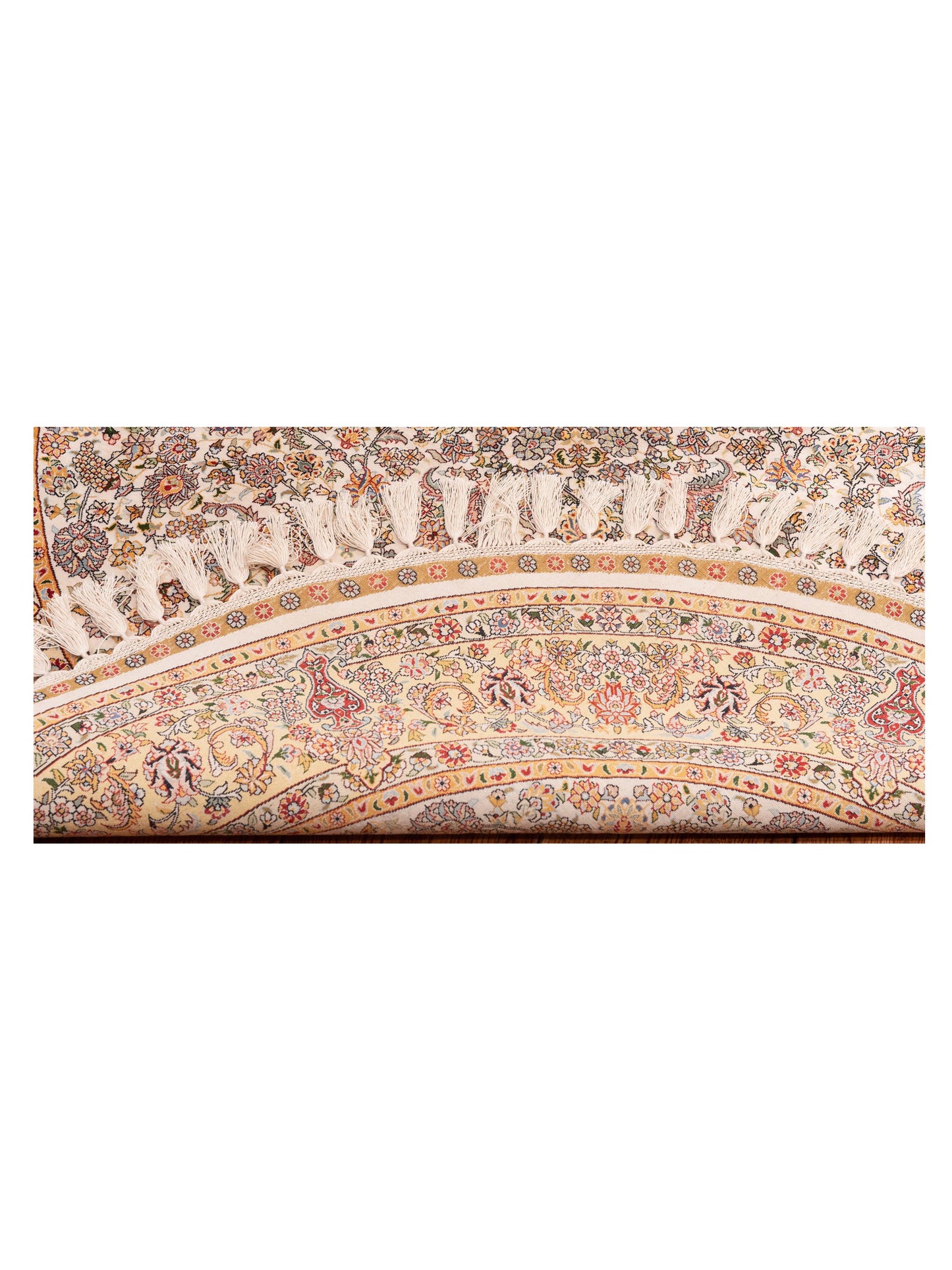 Pure Silk 125322 Ivory Gold 5x5 Hand Knotted Rug
