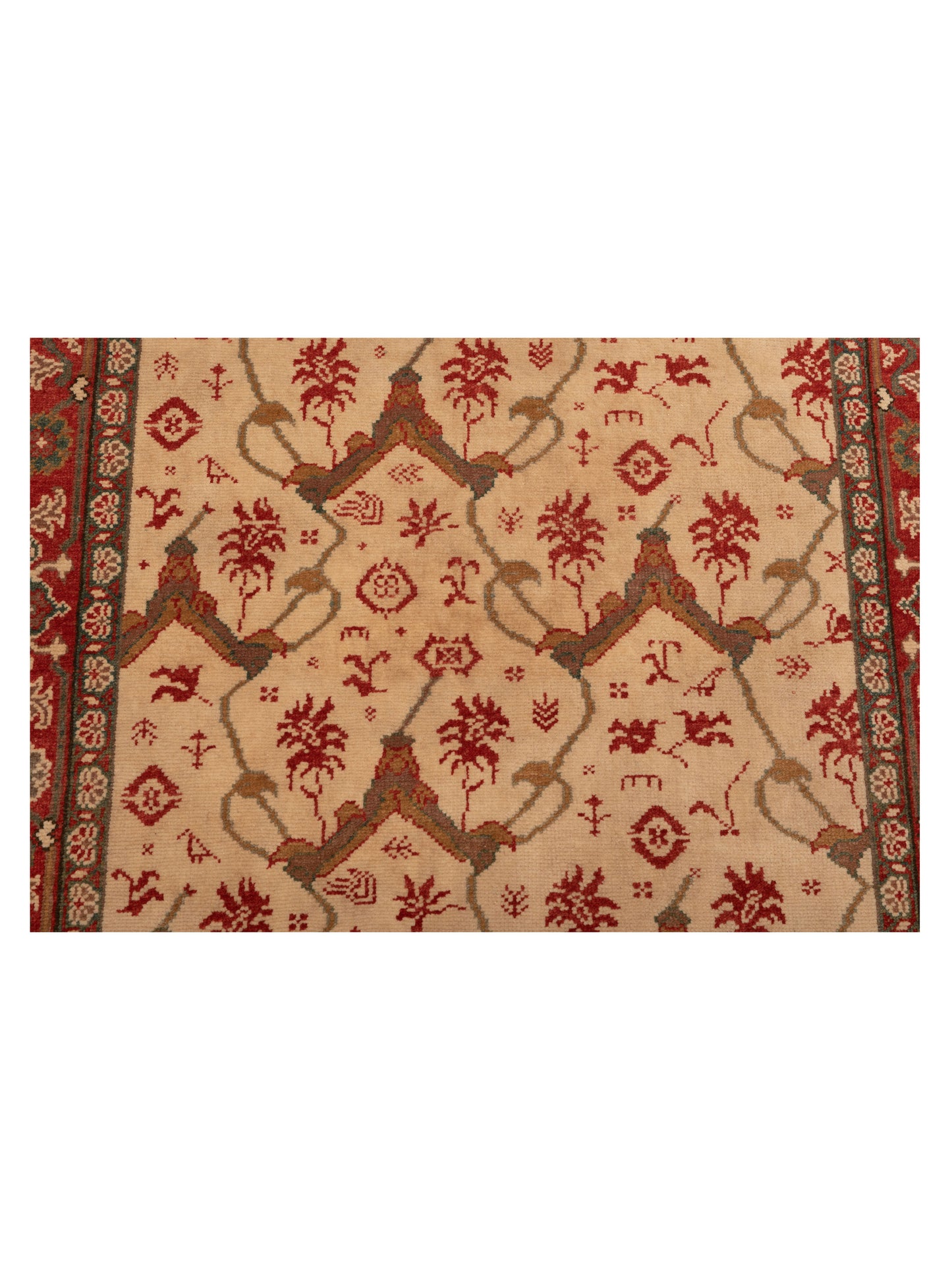 Antique Loom 147440 Ivory Red 3.11x6.3 Hand Knotted Rug
