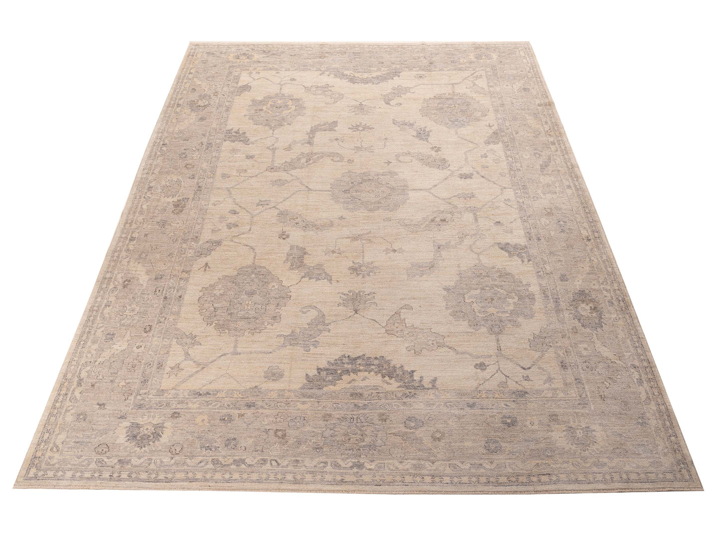 Angora Oushak 156060 Ivory Gray 11.7x15.3 Hand Knotted Rug