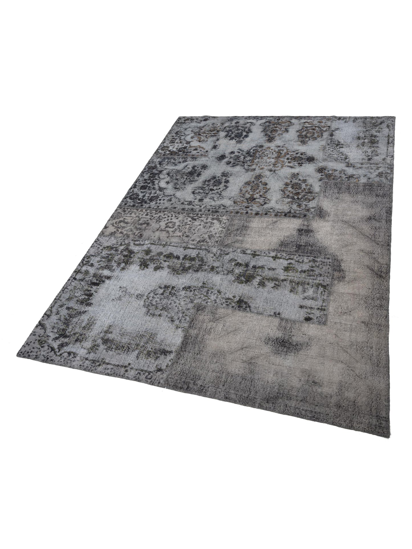 Turkish Vestige Patchwork 130948 Gray 10x13.11 Hand Knotted Rug