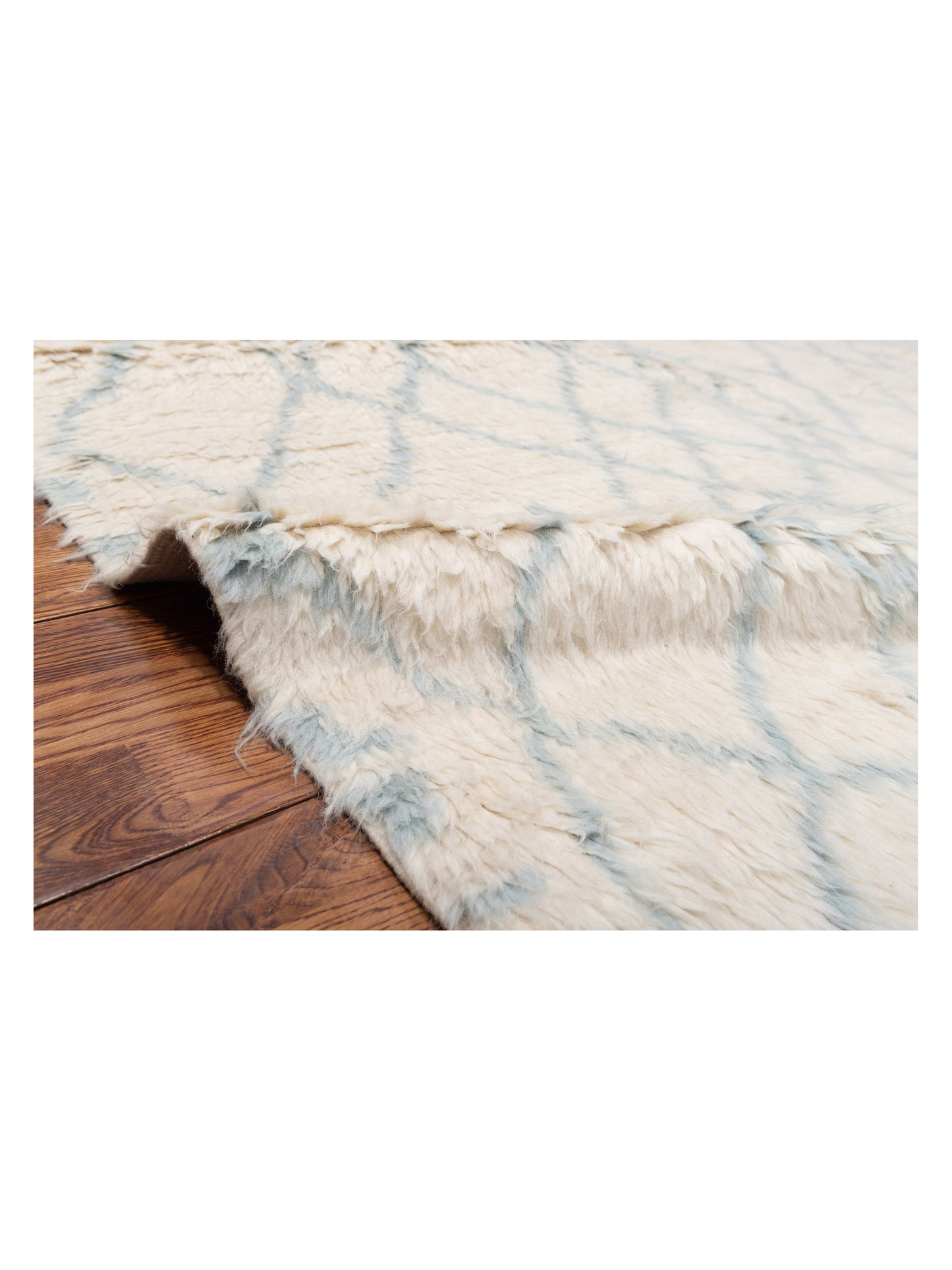 Berber Aspendos Ivory Light Blue 7.8x10 Hand Knotted Rug