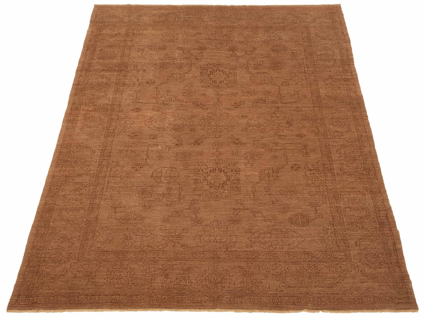 Defne Emerald Gold Copper 9.2x11.10 Hand Knotted Rug