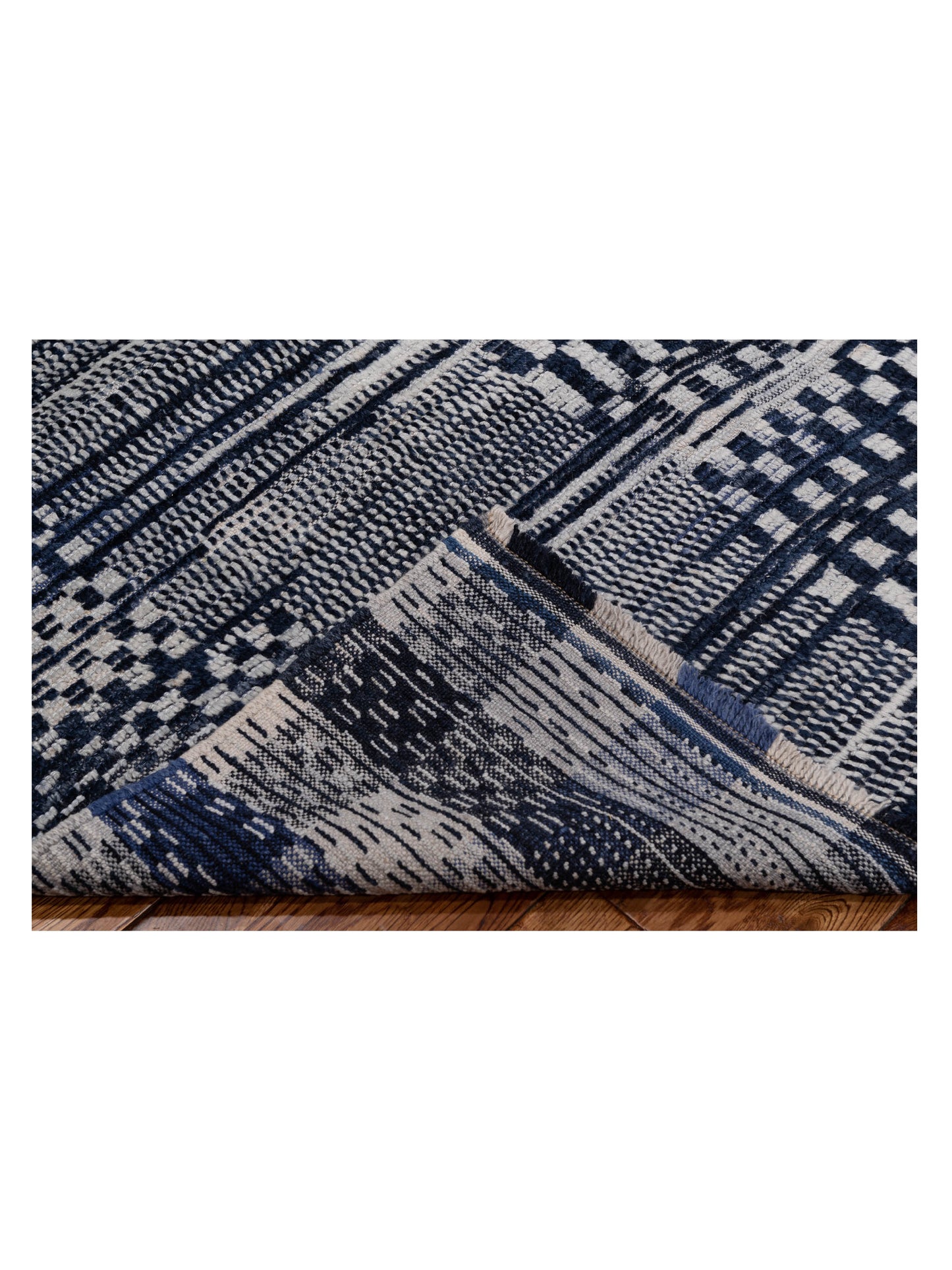 Atlas 149665 Ivory Dark Blue 6.1x8.8 Hand Knotted Rug