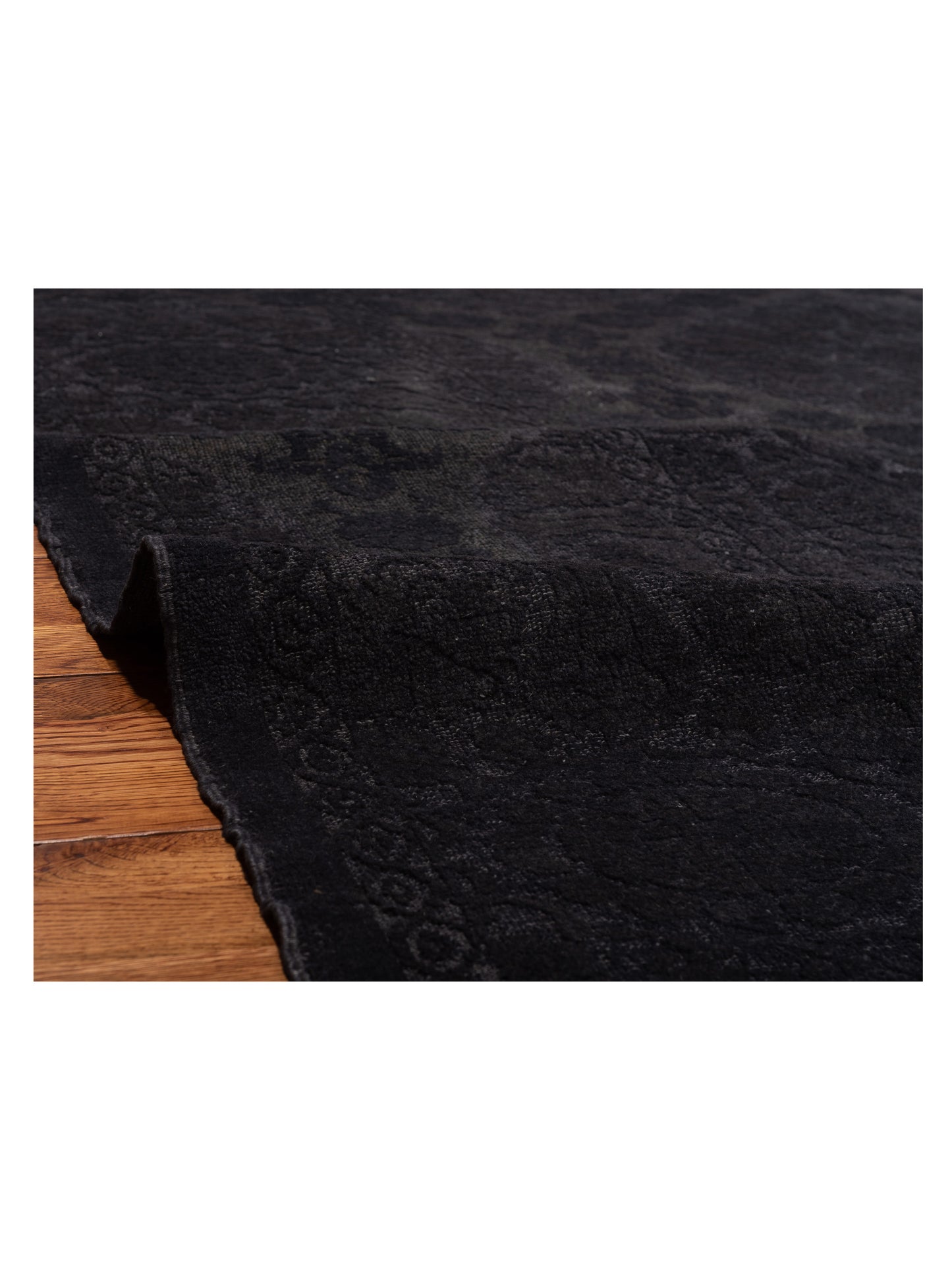Defne Lotus Black 10.4x13.4 Hand Knotted Rug