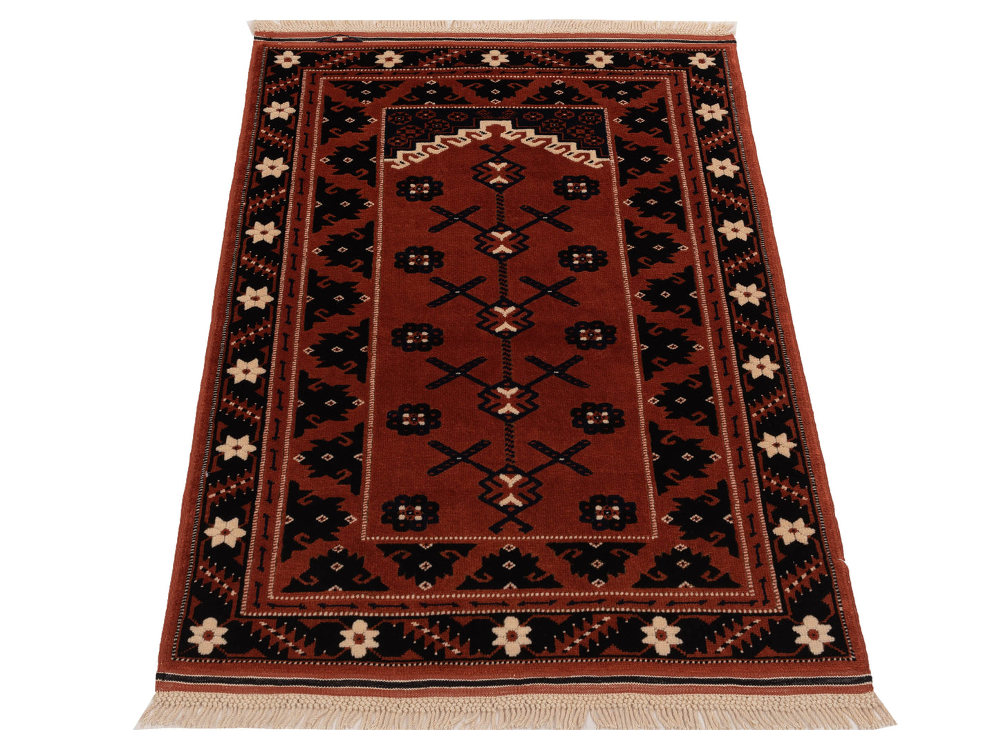 Turkish Shirwan 148379 Brick Black 3.4x4.9 Hand Knotted Rug