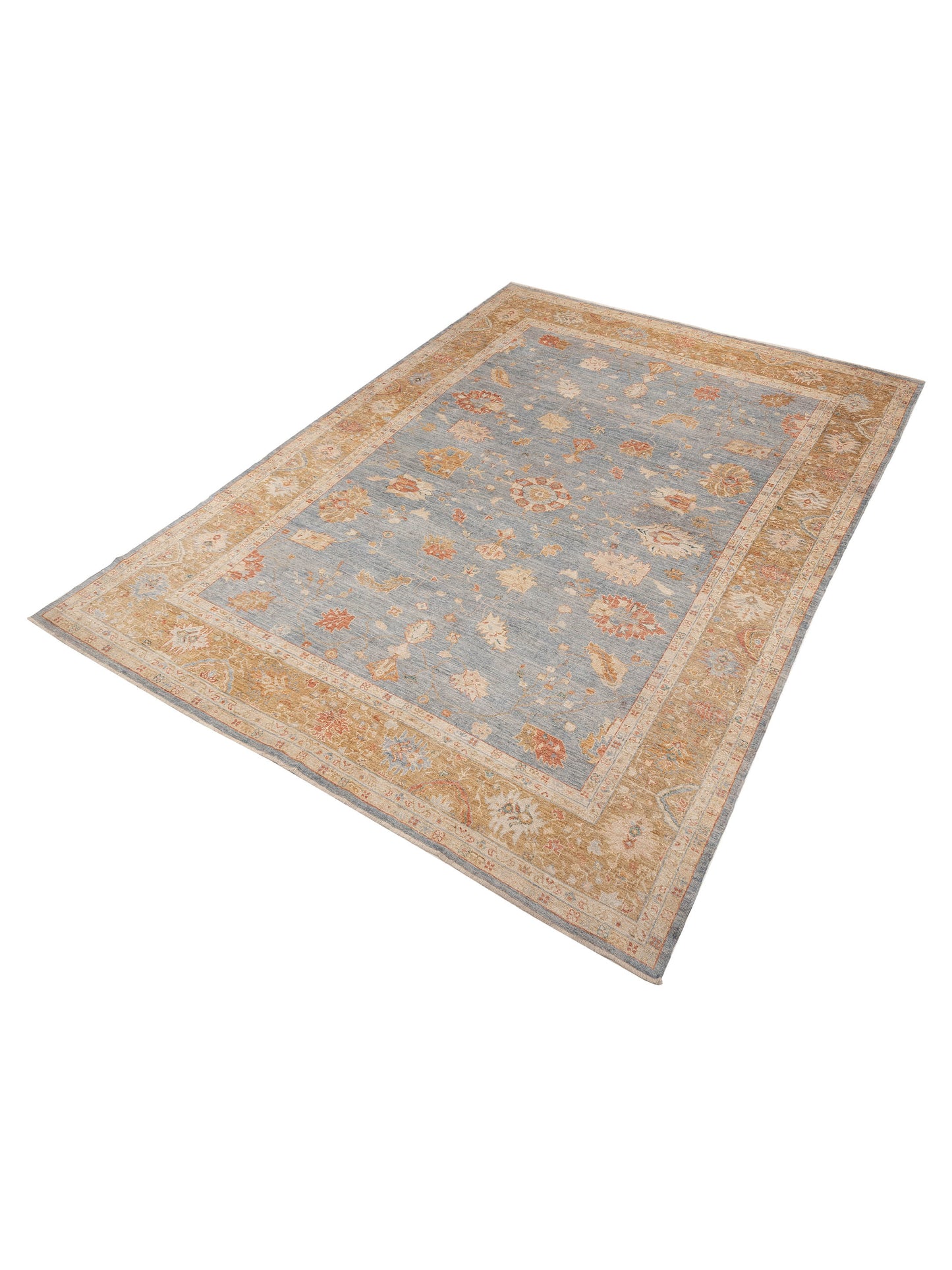 Angora Oushak 153605 Blue Gold 12.2x17 Hand Knotted Rug