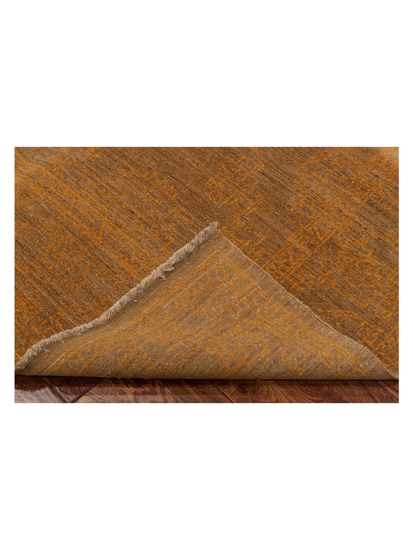 Defne Jade Brown Gold 6.2x9 Hand Knotted Rug