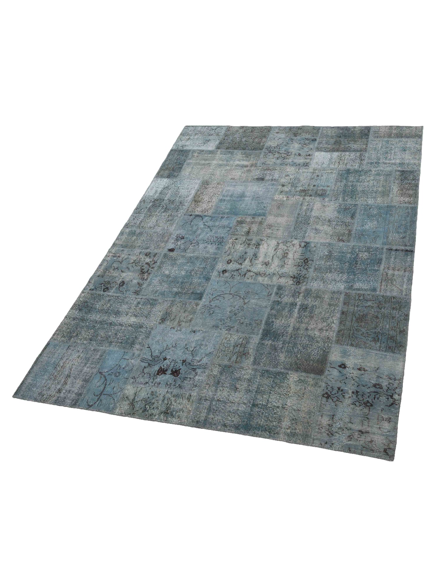 Turkish Vestige Patchwork 142813 Blue 8.2x11.6 Hand Knotted Rug