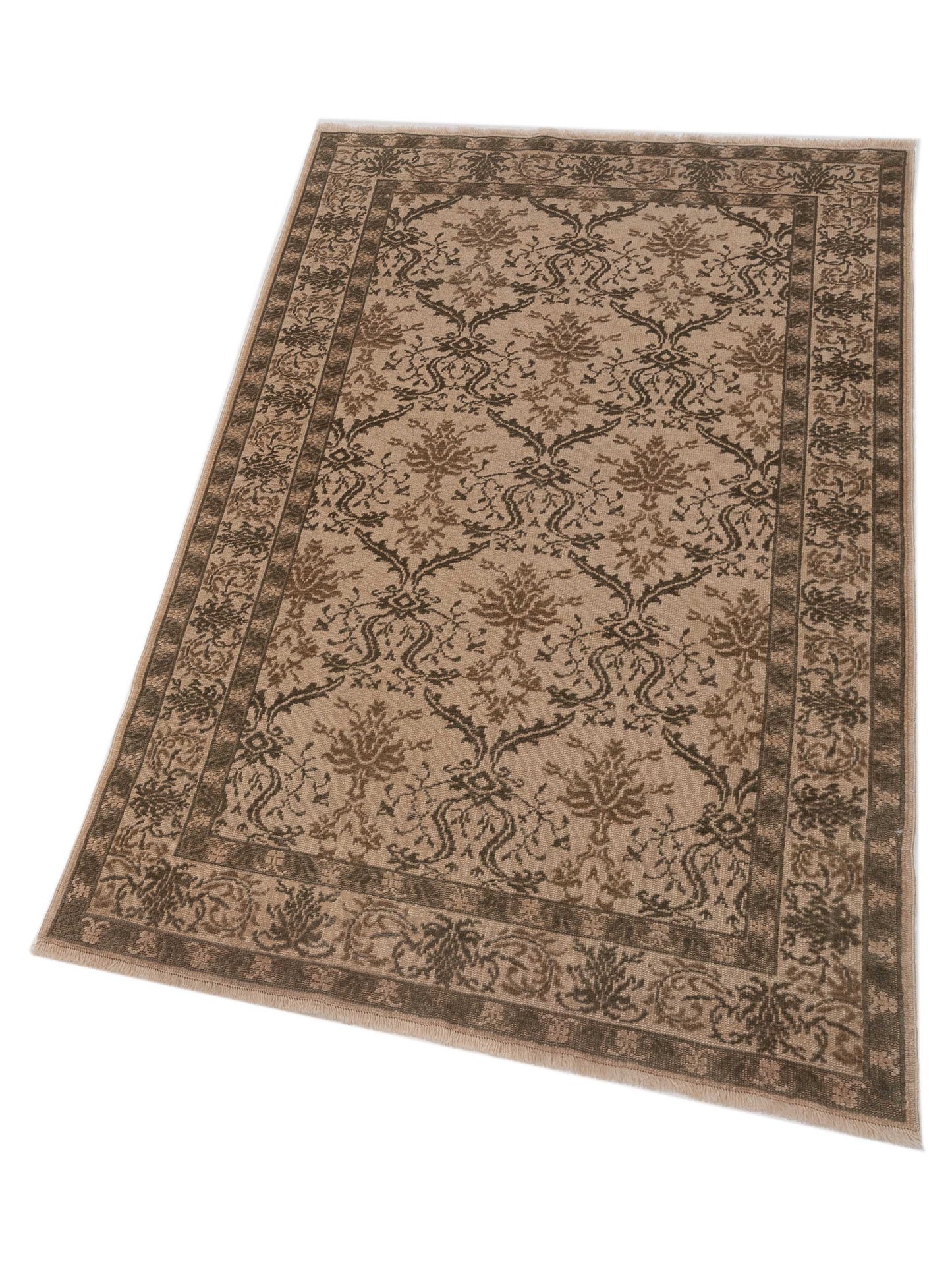 Antique Loom 108057 Beige Green 4.1x6.6 Hand Knotted Rug