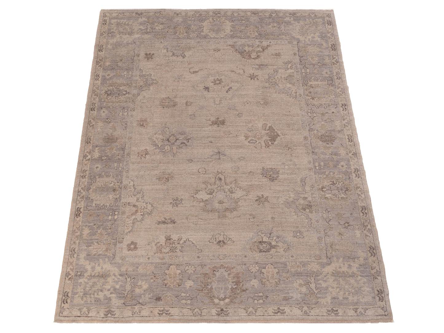 Angora Oushak 123615 Ivory Gray 7.8x9.4 Hand Knotted Rug