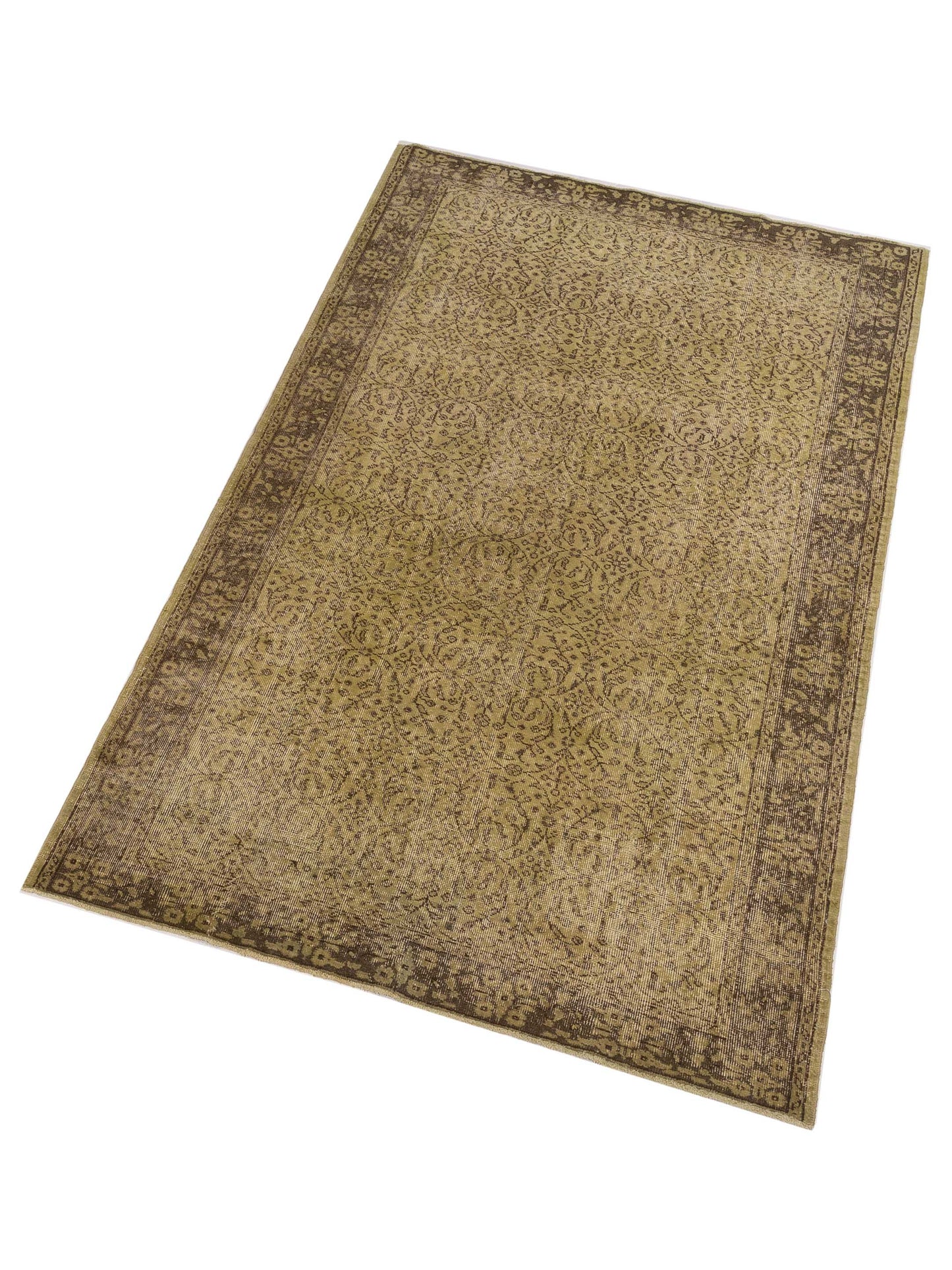 Vintage 112374 Green 5.6x9 Hand Knotted Rug