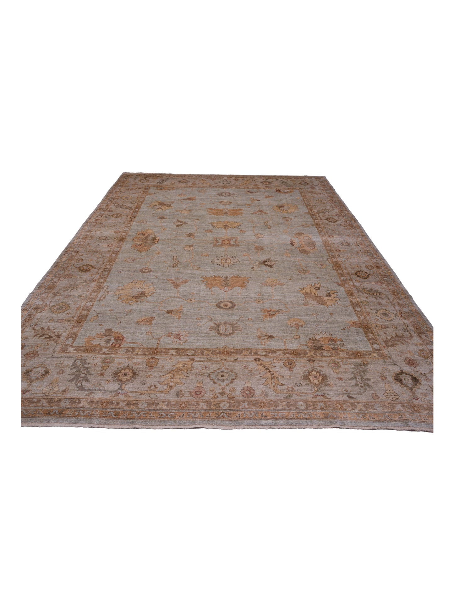 Angora Oushak 128217 Ice Blue Silver 13.4x16.7 Hand Knotted Rug