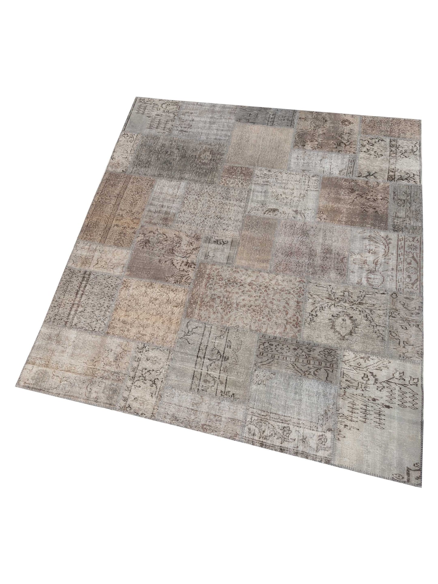 Turkish Vestige Patchwork 128944 Gray 8x10 Hand Knotted Rug