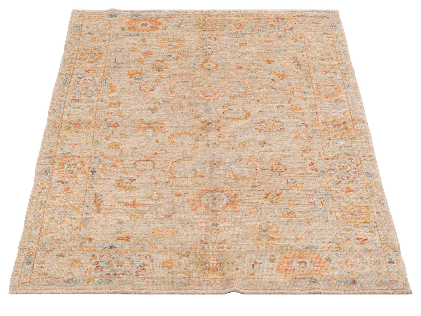 Angora Oushak 152441 Beige Beige 4.10x6.7 Hand Knotted Rug