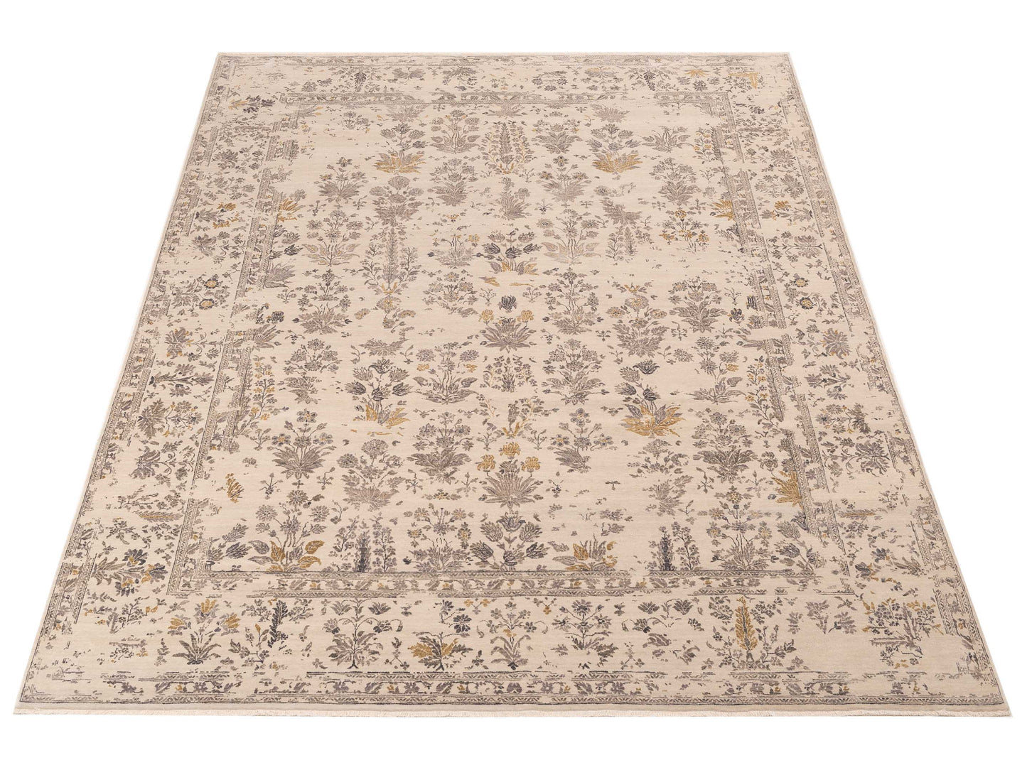 Mastersilk 127396 Silver Gray 8.11x11.8 Hand Knotted Rug