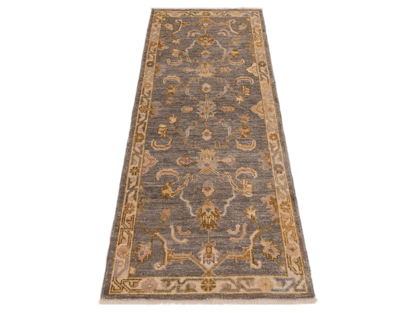 Angora Oushak 141327 Gray Ivory 2.9x7.1 Hand Knotted Rug