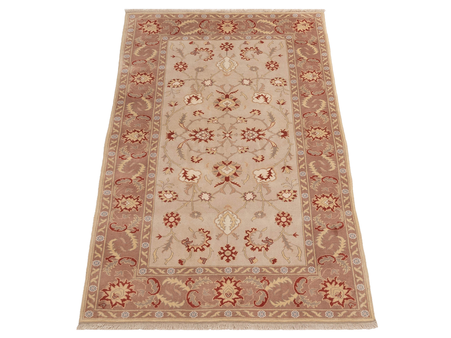Milas 146153 Beige Pink 5.6x8.5 Hand Knotted Rug