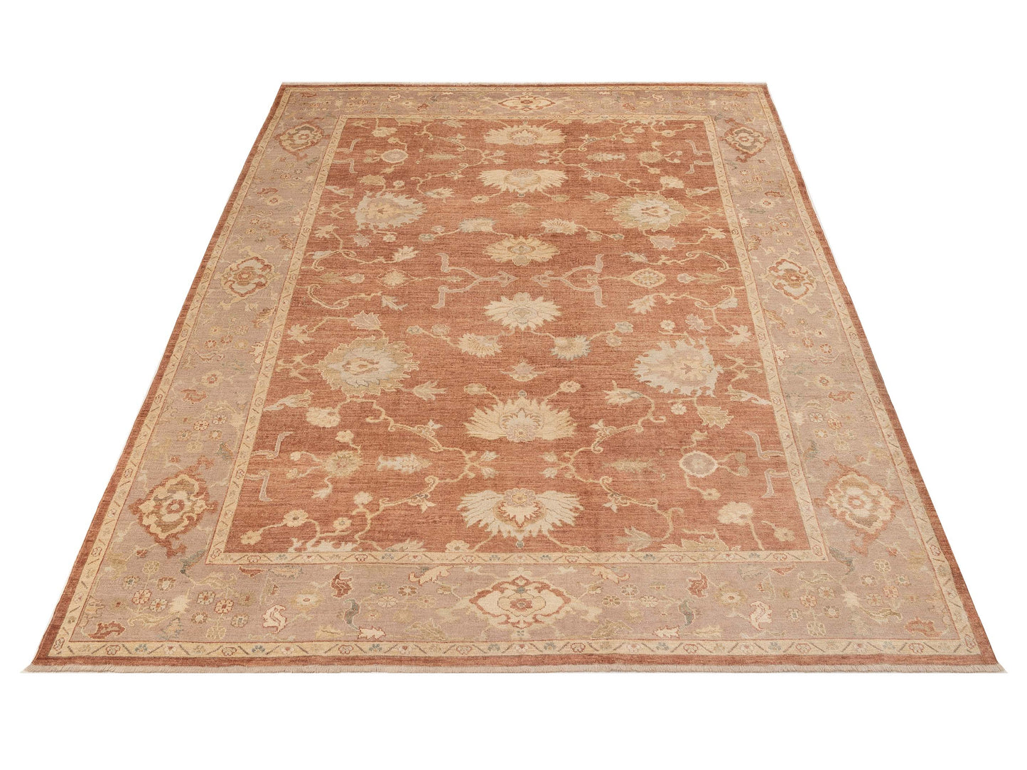 Angora Oushak 128120 Rust Purple 11.9x14.3 Hand Knotted Rug
