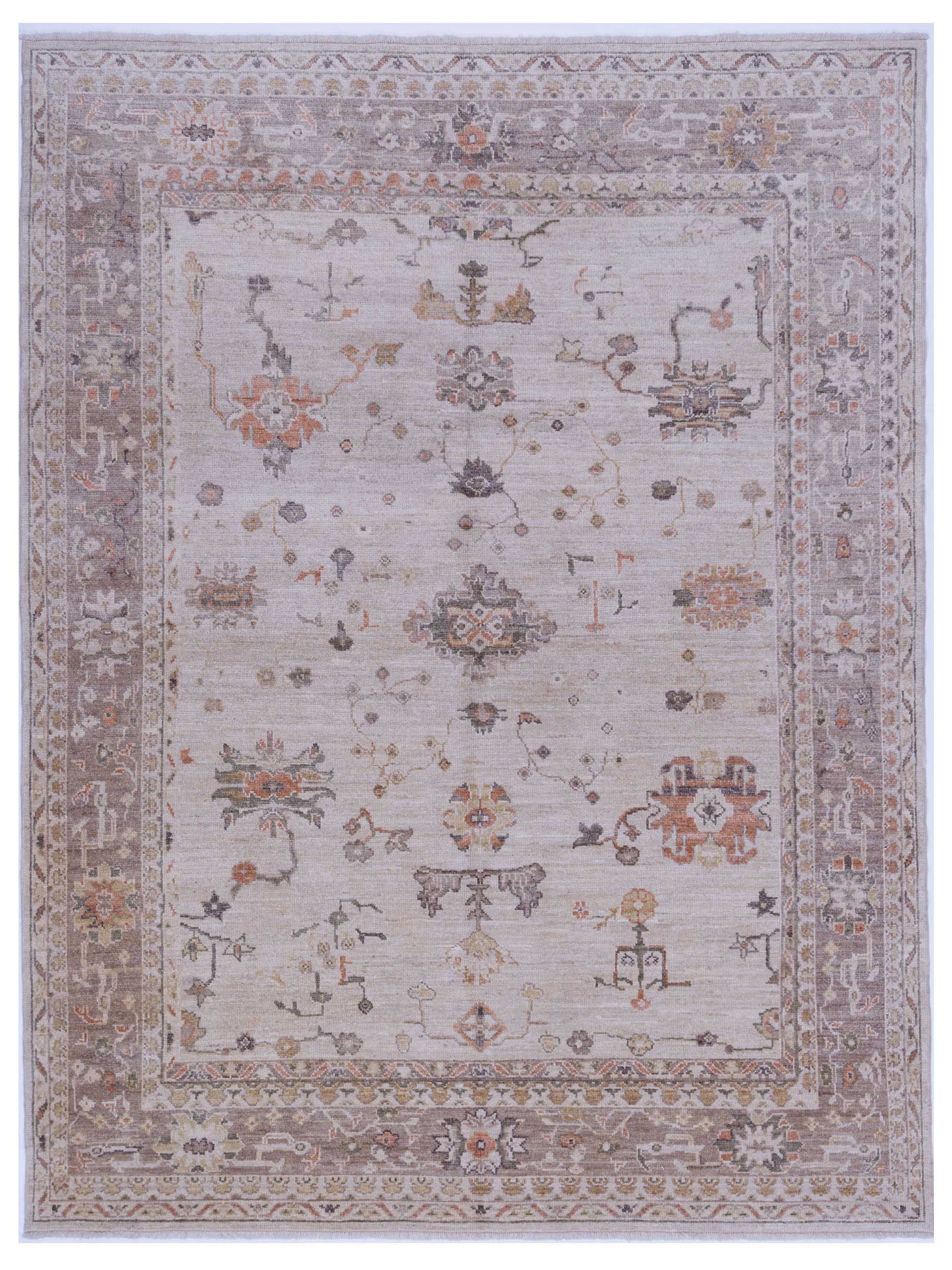 Anadol Angora Oushak  Ivory Light Brown Traditional