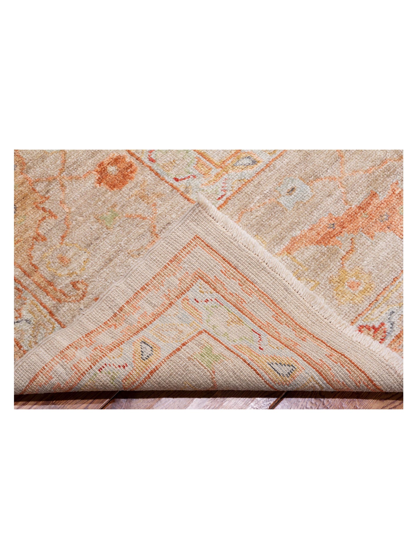 Angora Oushak 148179 Ivory Silver 11.8x14.8 Hand Knotted Rug