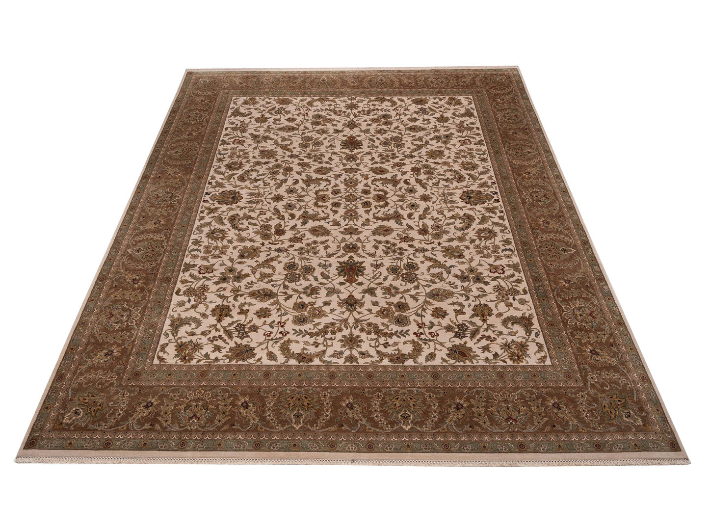 Crown 95249 Ivory Brown 12.3x14.9 Hand Knotted Rug