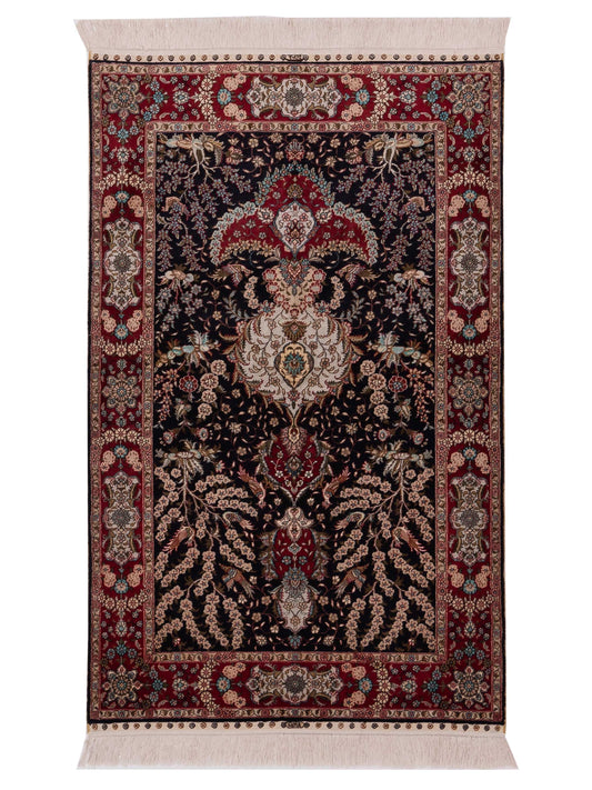 Pasha Pure Silk  Black Red Traditional