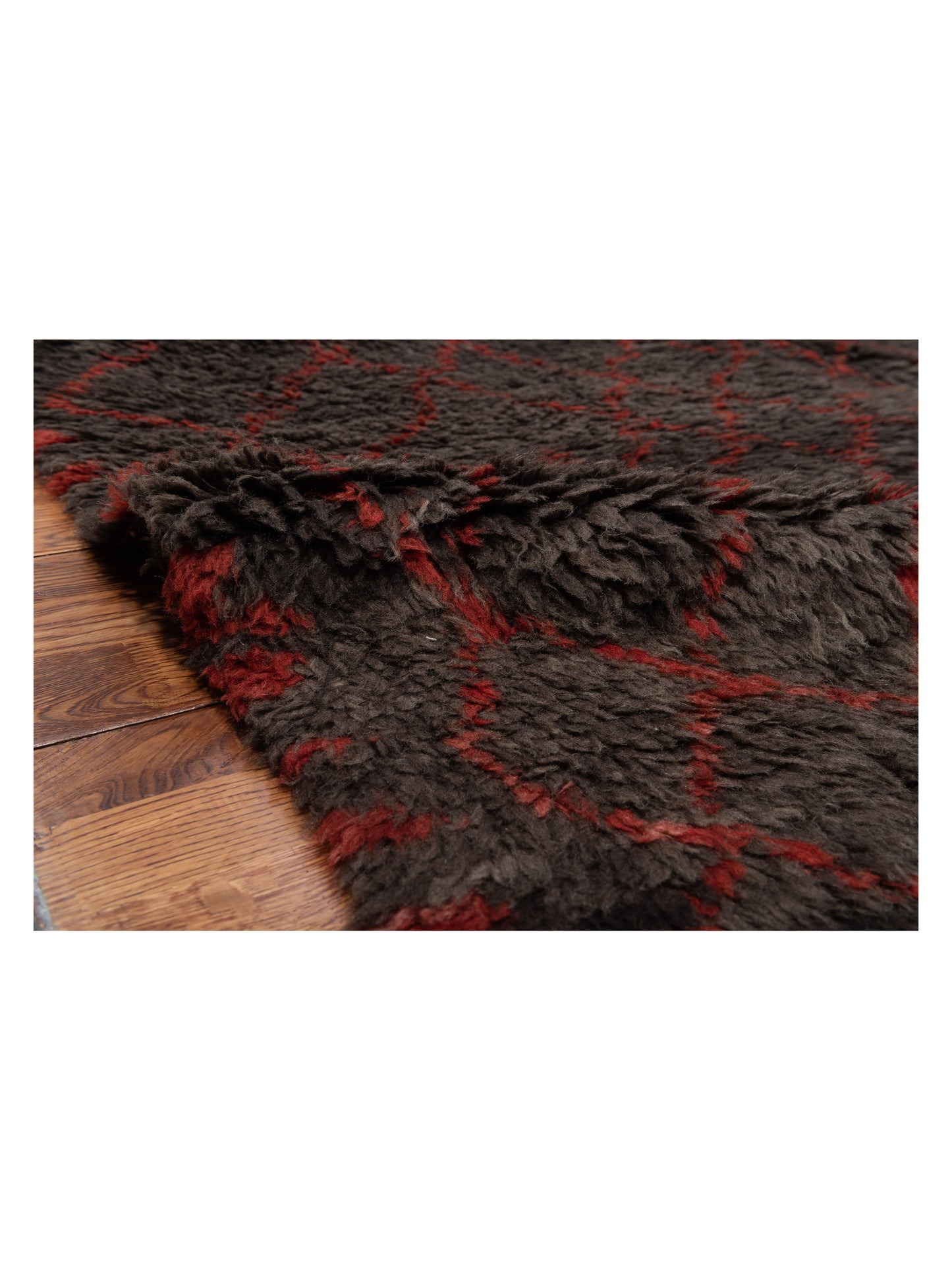Berber Aspendos Charcoal Red 8x9.5 Hand Knotted Rug